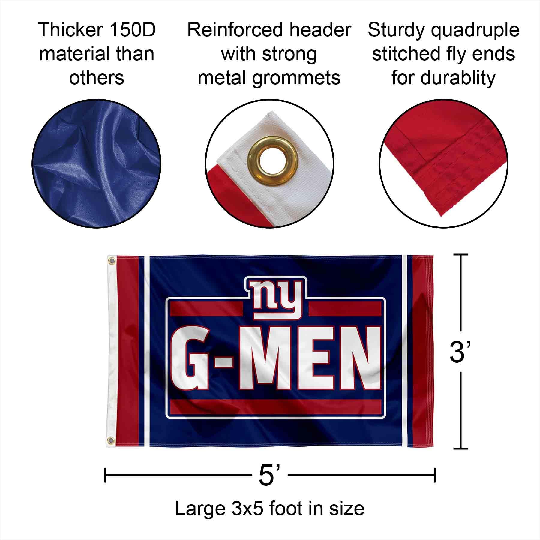 New York Giants G-Men 3x5 Outdoor Flag - Officially Licensed NFL Team Banner for Game Day, Tailgating & Home Decor