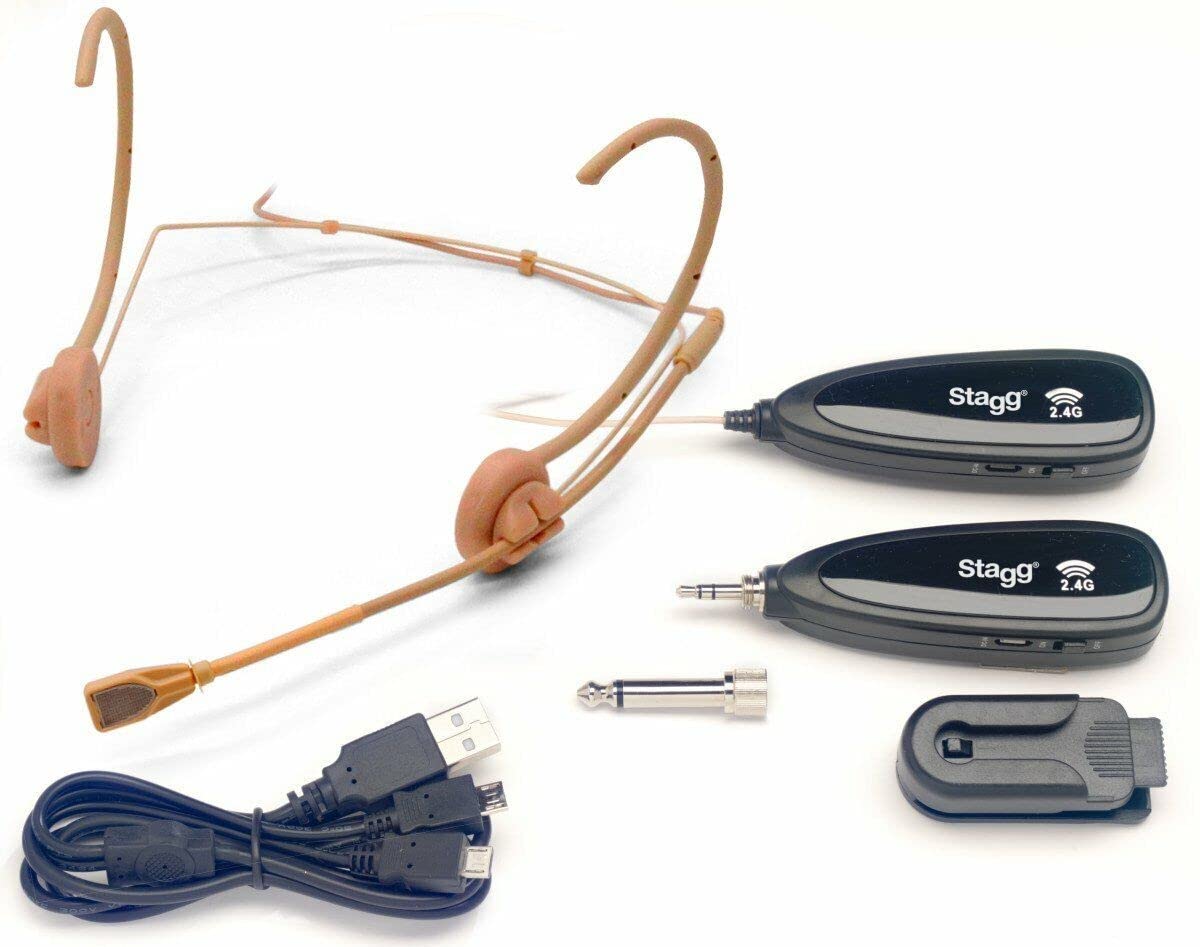 Stagg SUW 10H-BE Wireless Headset Microphone - Professional Hands-Free Mic for Singing, Gaming, Streaming & Live Performances