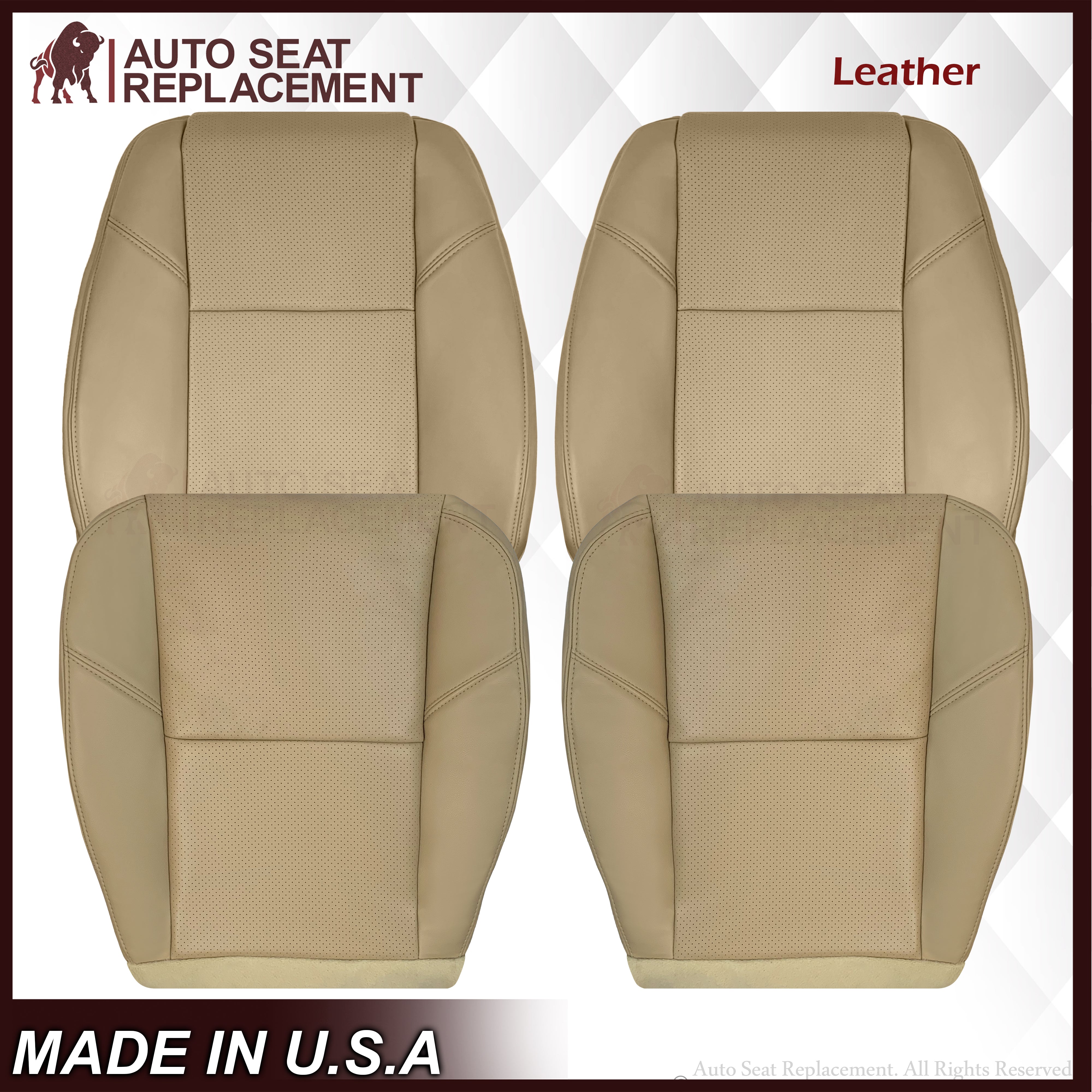 2009-2014 Cadillac Escalade Perforated Leather Seat Covers - Light Cashmere Tan | Premium Car Interior Upgrade for Comfort & Style | Perfect for Road Trips & Daily Commutes