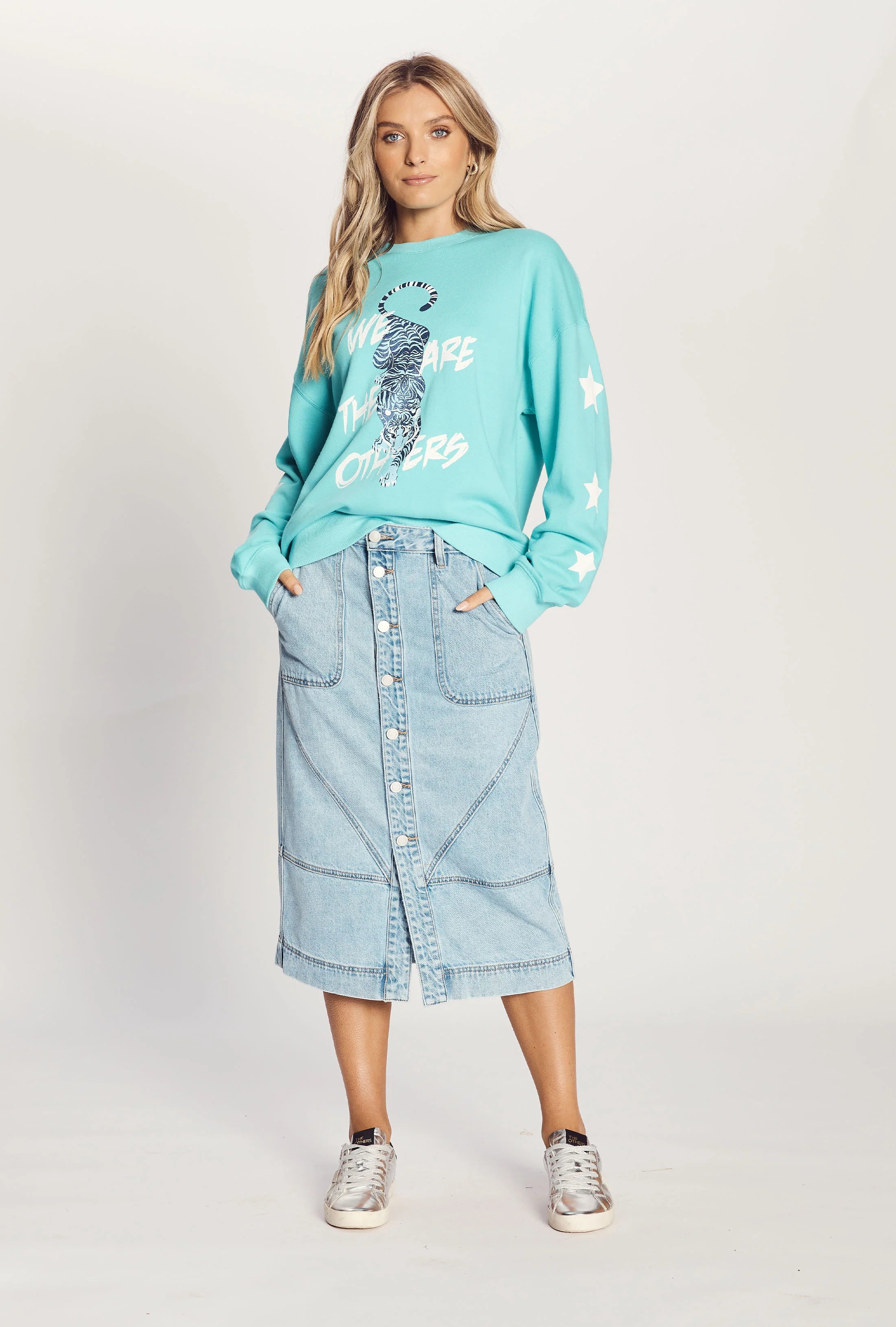 Stylish Women's Denim Midi Skirt - High Waist A-Line Denim Skirt for Casual Outfits & Summer Fashion | Perfect for Office, Date Night & Weekend Wear