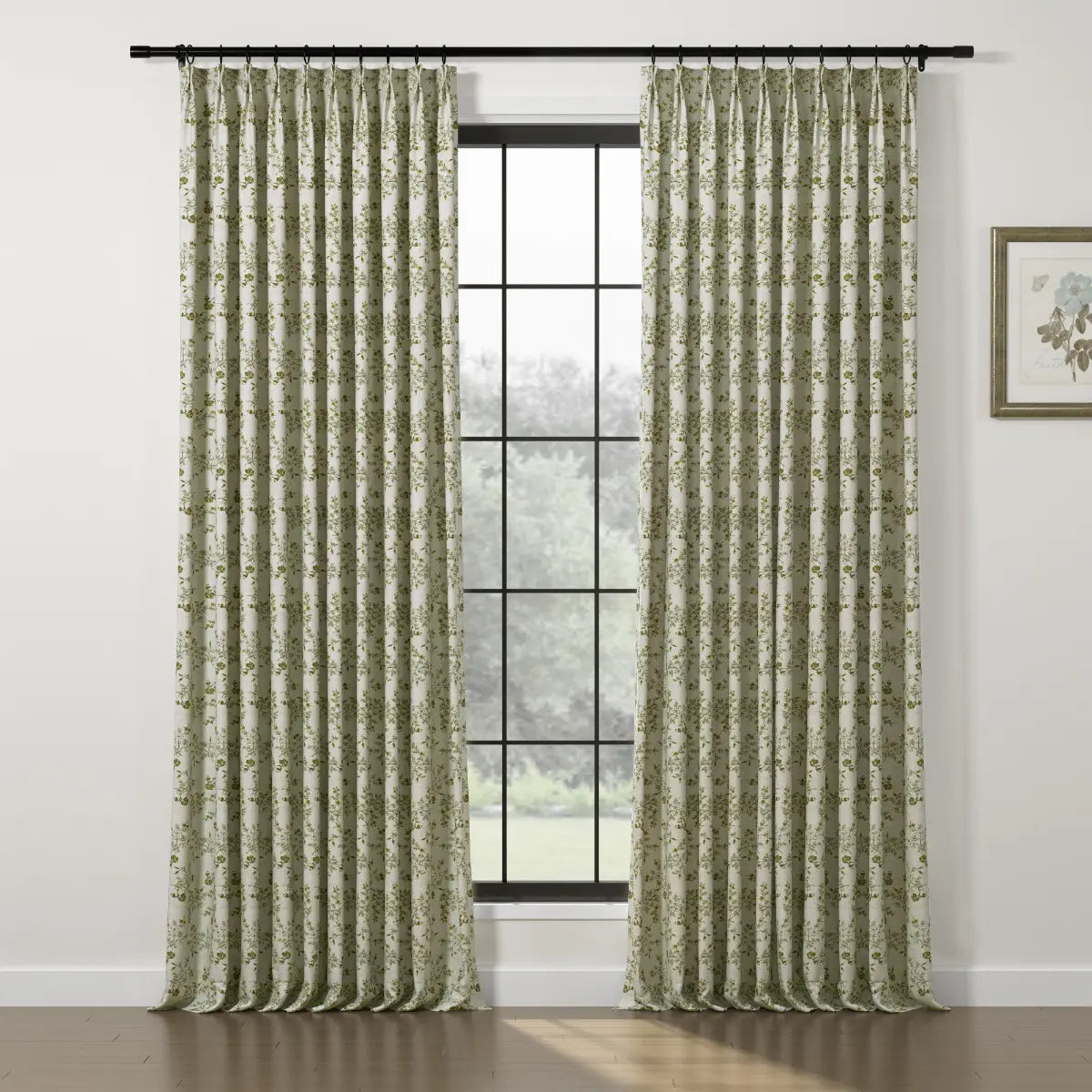 Elegant Sara Le Print Linen Drapery Pleated Curtains - Soft Textured Window Treatments for Living Room & Bedroom Decor