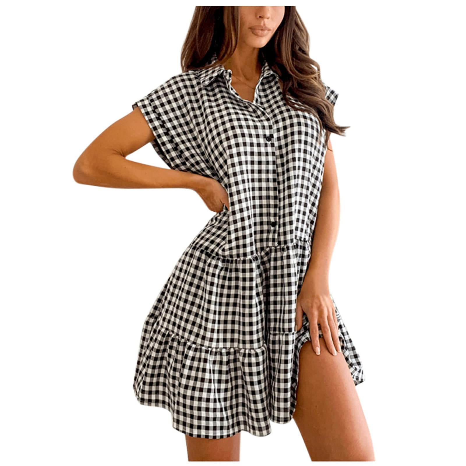 iQKA Women's Floral Print Sleeveless Mini Dress - Summer Casual & Cocktail Party Dress, Elegant Sleeveless Short Dress for Beach, Vacation, Date Night and Special Occasions