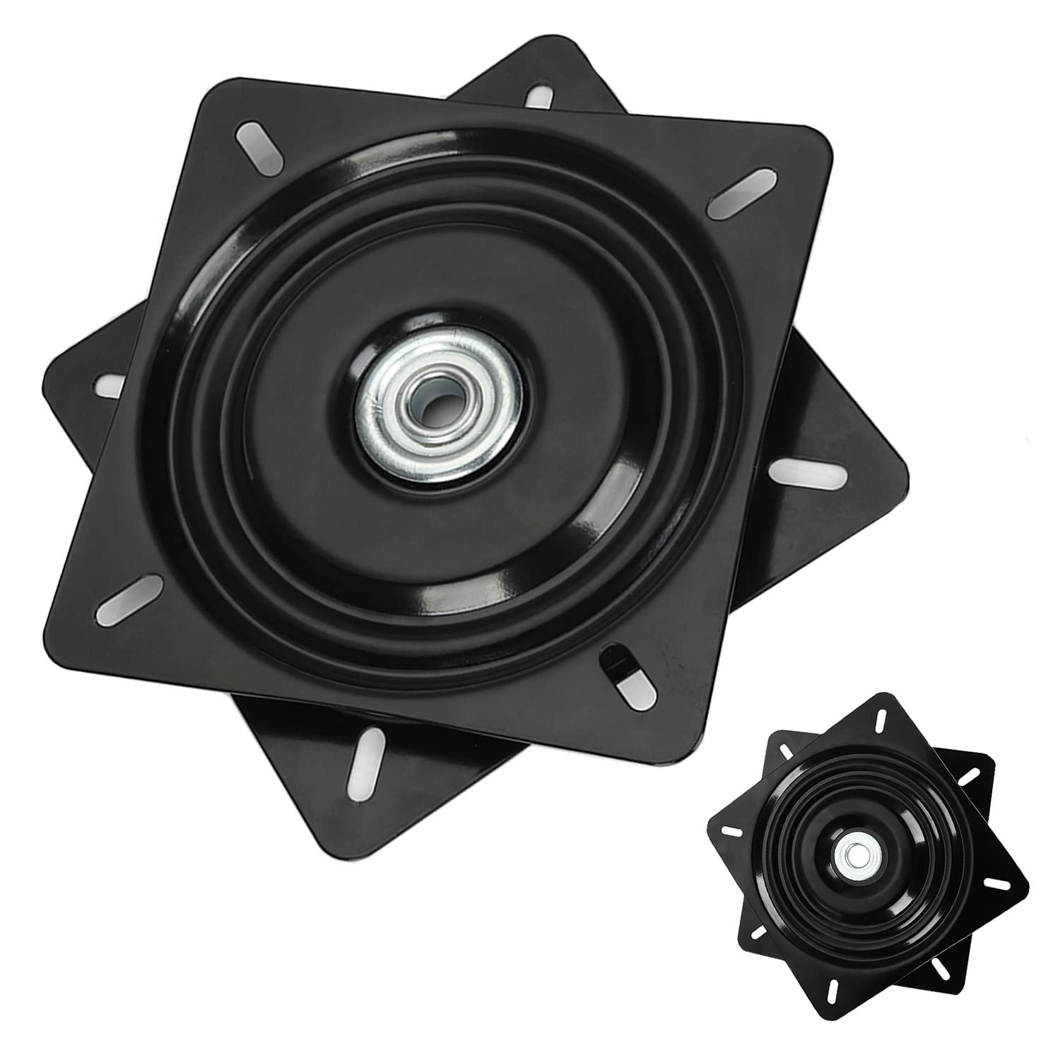 360 Degree Rotating Lazy Susan Turntable - 24.6cm & 29.6cm Black Pottery Base for Office Chairs, Car Seats, Furniture & Exhibition Stands - Smooth Swivel for Home, Office & Commercial Use