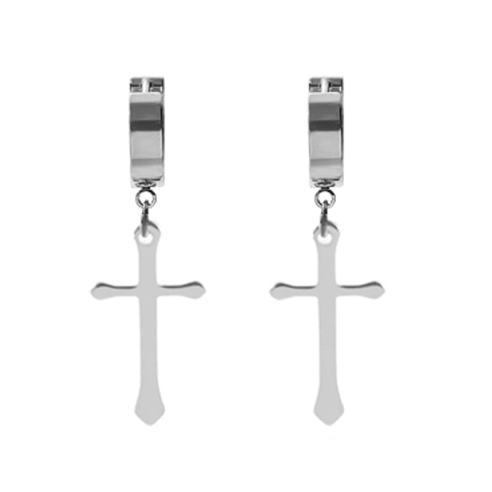 SBI Jewelry Silver Black Cross Dangle Earrings for Women & Men - Gift for Loved Ones