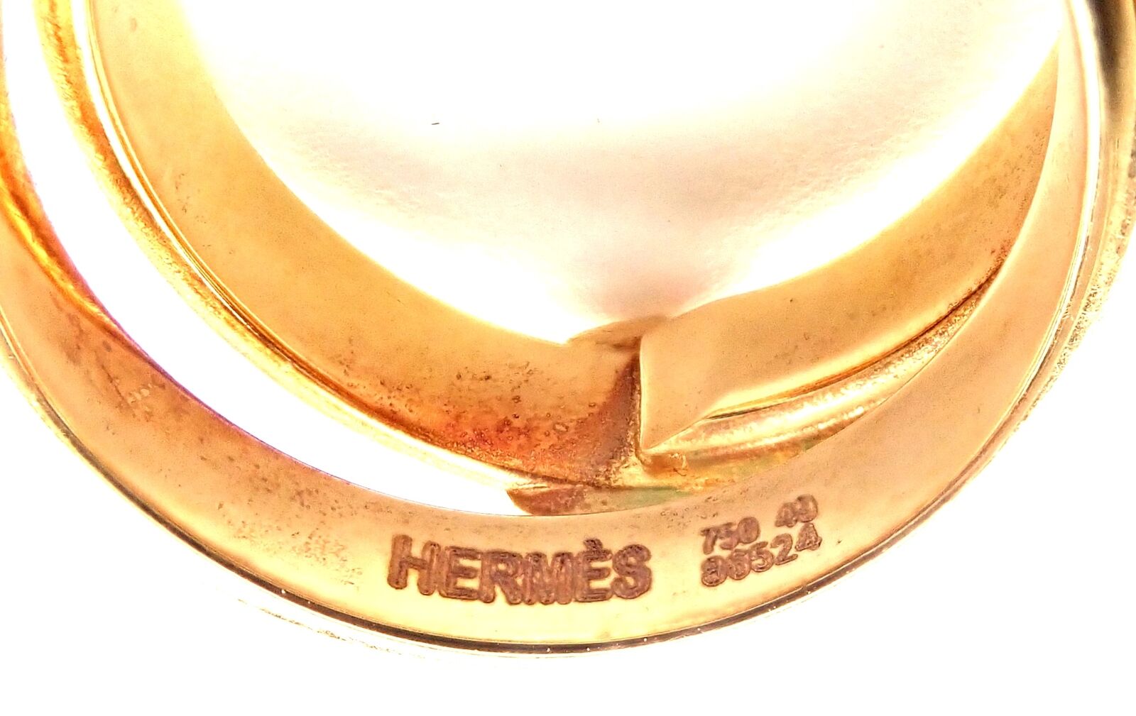 Authentic Hermes 18K Yellow Gold Buckle Double Row Band Ring for Women - Luxury Fashion Jewelry Gift for Birthday, Anniversary & Special Occasions