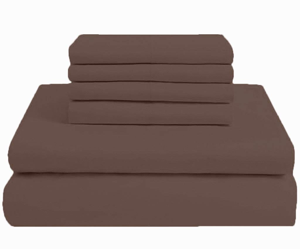Luxury 6-Piece King Size Bed Sheet Set - 100% Egyptian Cotton, Hotel Quality (1 Flat Sheet, 1 Fitted Sheet with 13