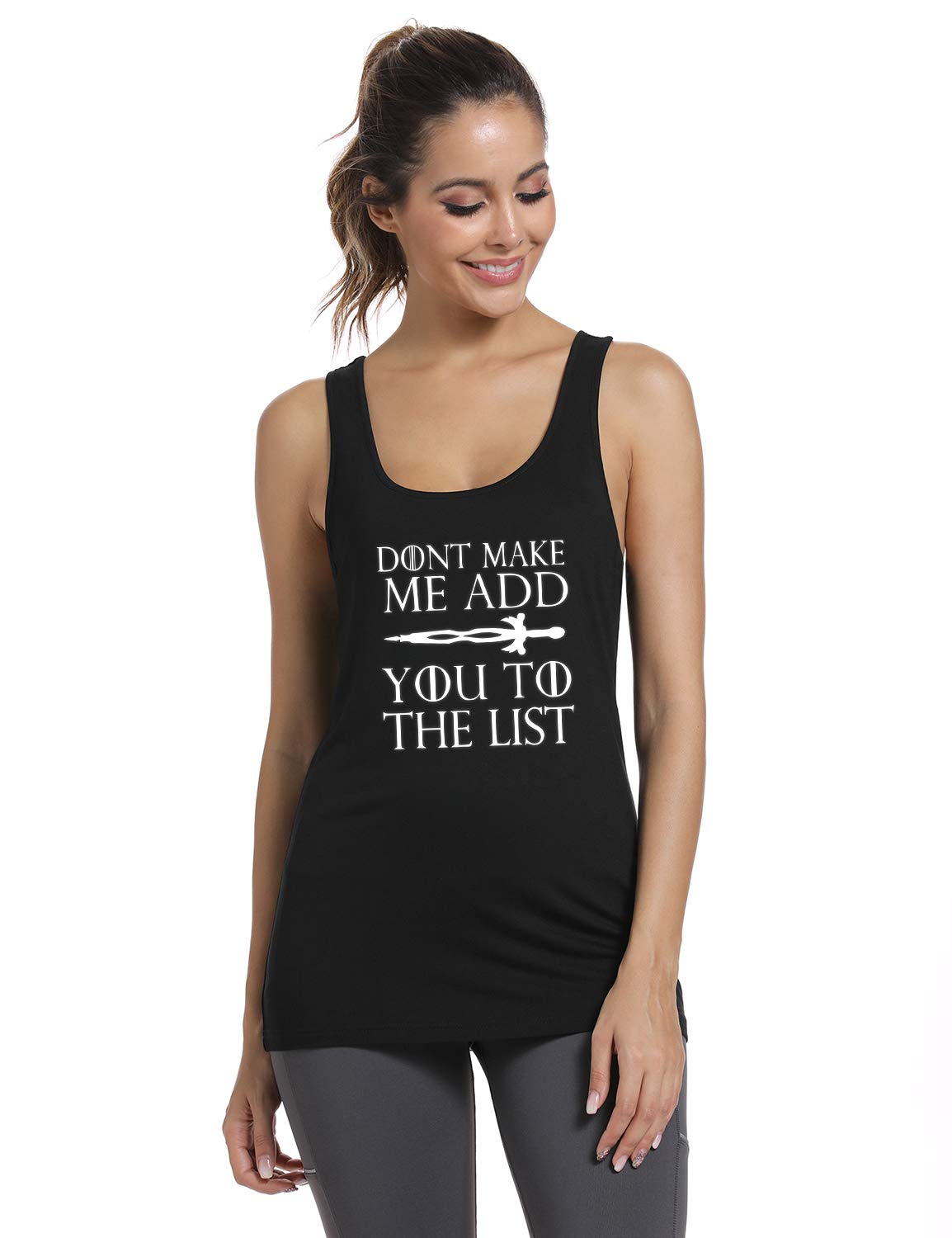 FANNOO Women's Workout Muscle Tank Tops - Game of Thrones Inspired Gym Shirts with Funny Sayings | Sleeveless Fitness Apparel for Running, Yoga & Weight Training