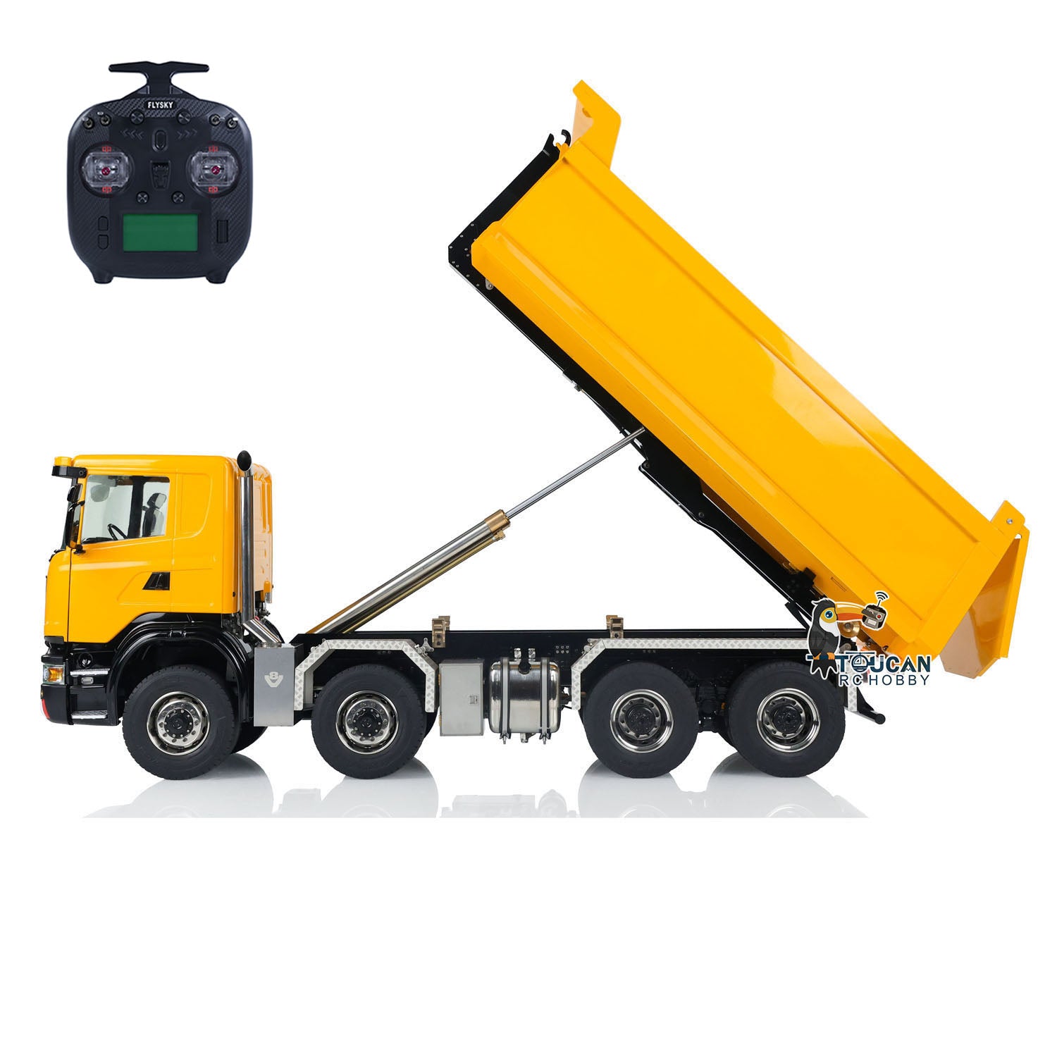 1/14 Scale Metal Remote Control Hydraulic Dump Truck - 8x8 RC Construction Vehicle with Differential & Full Tipper Function - Perfect for Construction Site Play, Collectors & RC Hobbyists