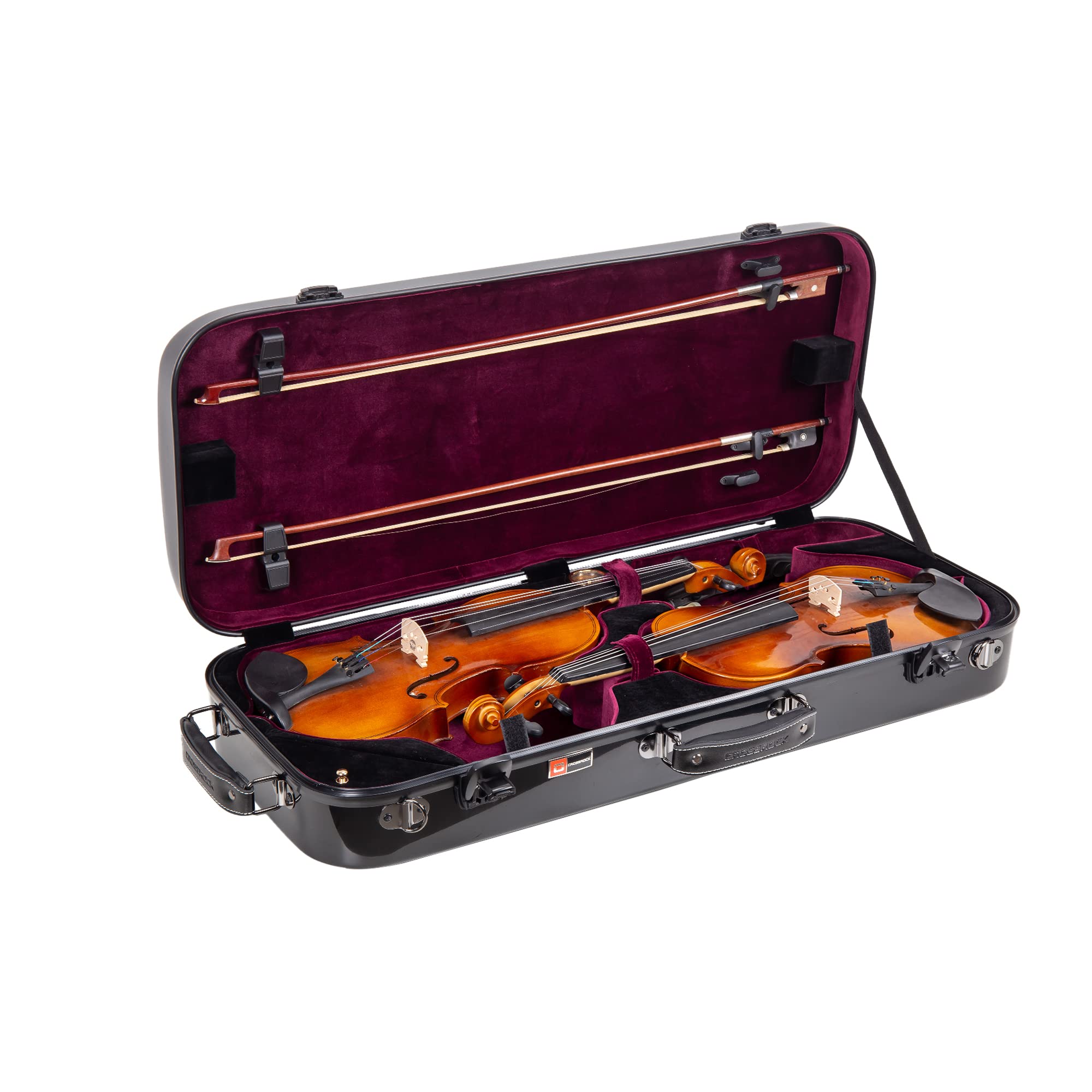 Crossrock CRF1000DVBK Black Fiberglass Double Violin Case - Backpack Style for Two 4/4 Full Size Violins | Perfect for Music Students, Performers & Traveling Musicians