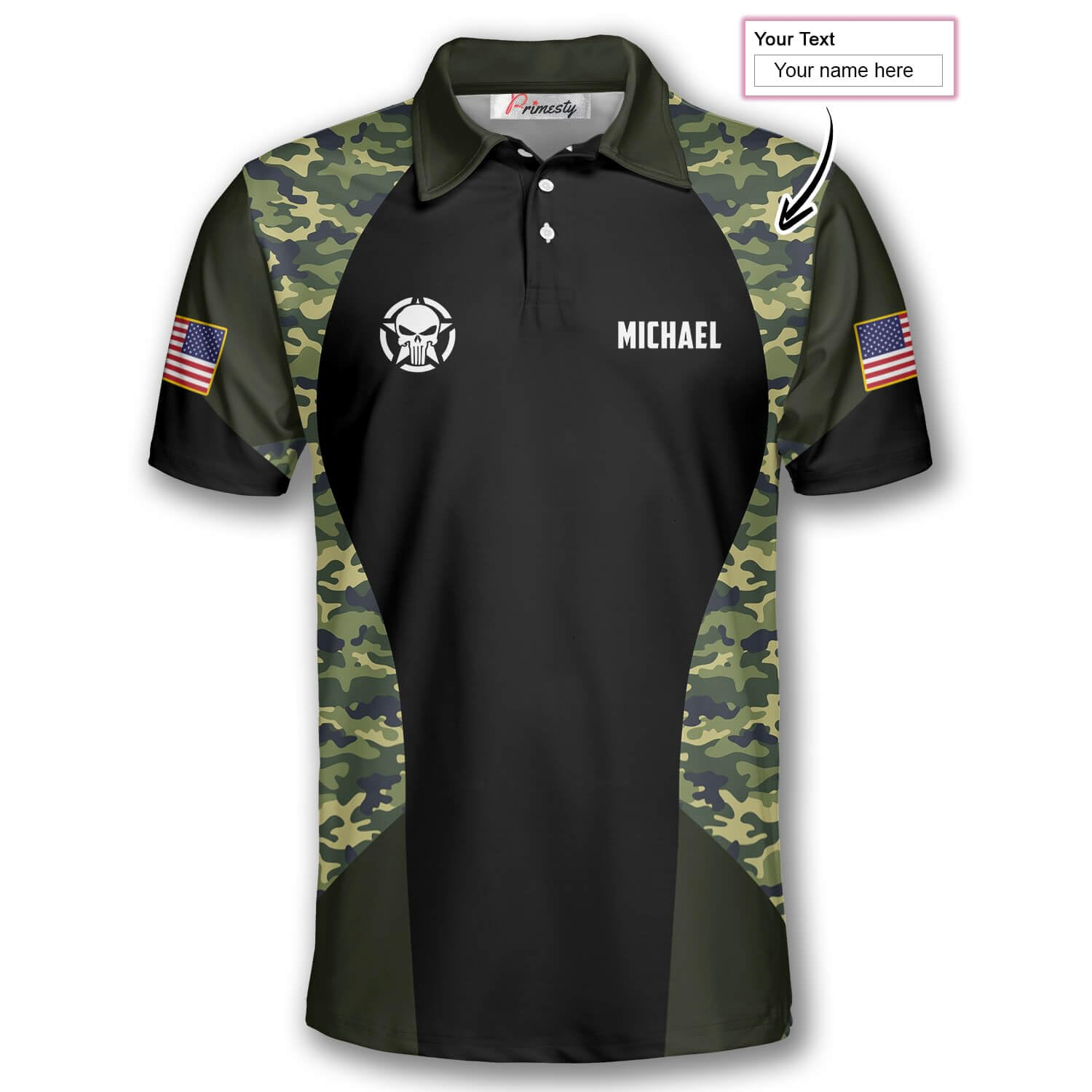 PRIMESTY Personalized Army Veteran Shirts for Men - Custom Name US Military Polo Shirts (Sizes S-5XL) | Military Apparel for Veterans Day, Memorial Day & Patriotic Events