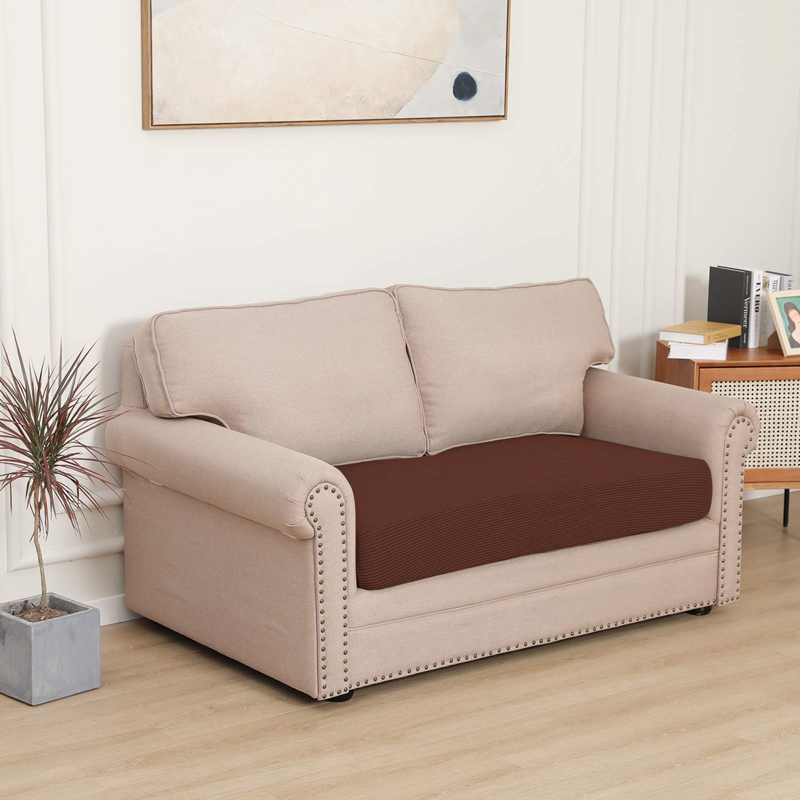Stretch Loveseat Cushion Cover - Soft Elastic Sofa Slipcover Protector for Furniture (Fits Loveseat & Coffee) - Perfect for Living Room, Bedroom & Home Decor