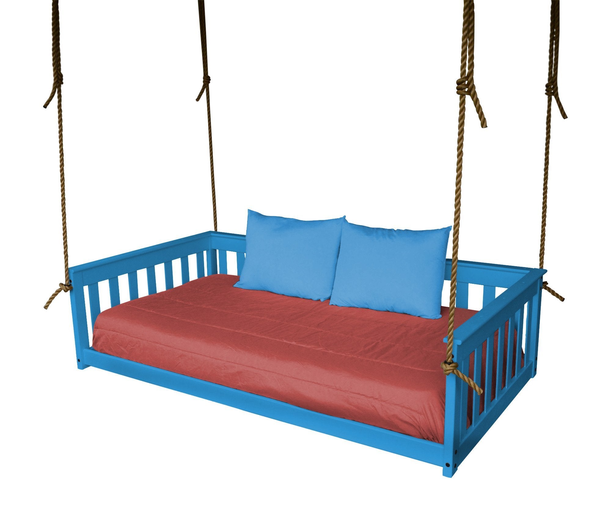 VersaLoft Mission Style Hanging Daybed with Rope - Indoor/Outdoor Boho Chic Swing Bed for Porch, Patio, Garden & Backyard Relaxation