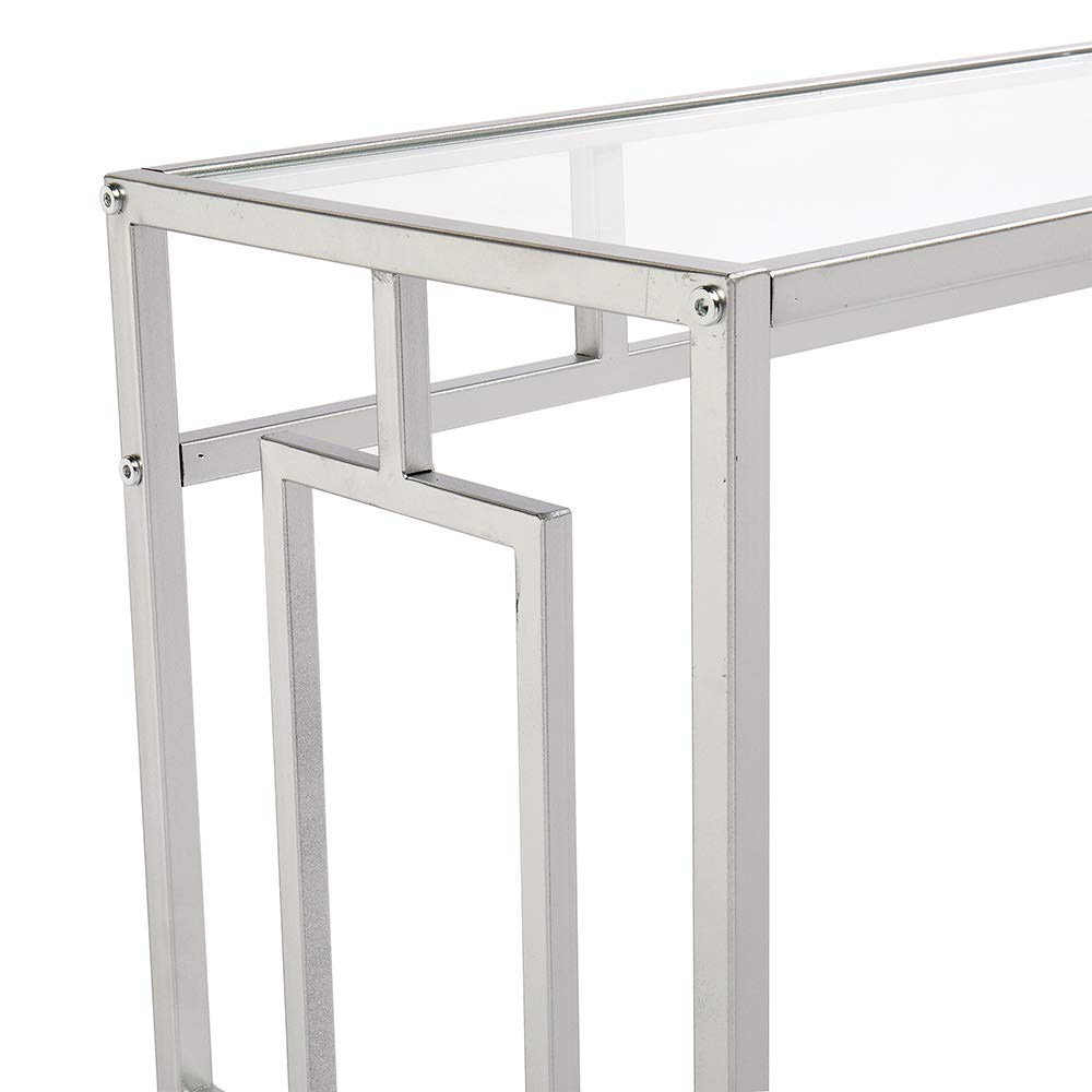 Modern Glass Console Table with Shelf - 40