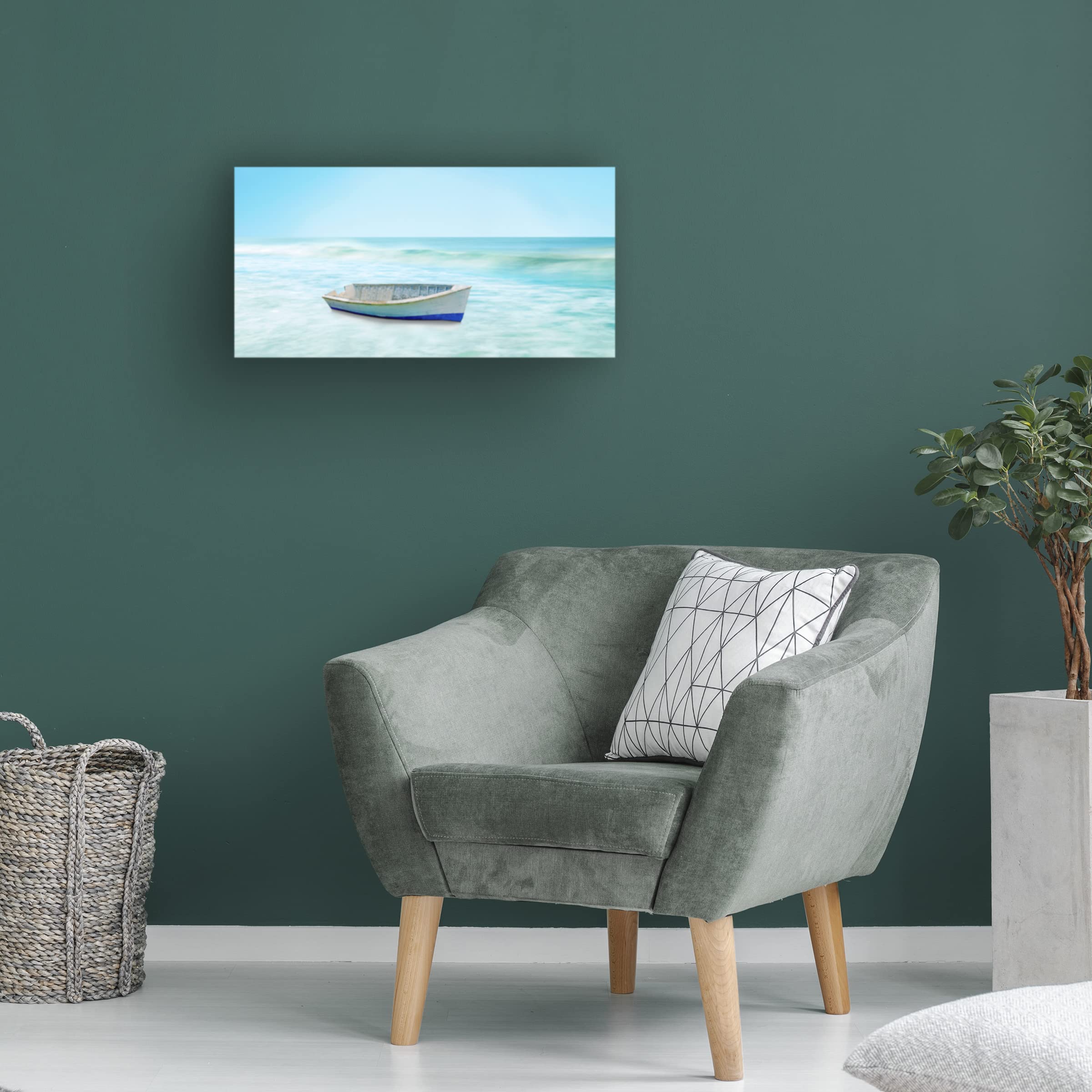 James McLoughlin 'Boat on a Beach I' Canvas Wall Art Print - 24x47 Inch Coastal Decor for Living Room, Bedroom & Office - Trademark Fine Art Collection