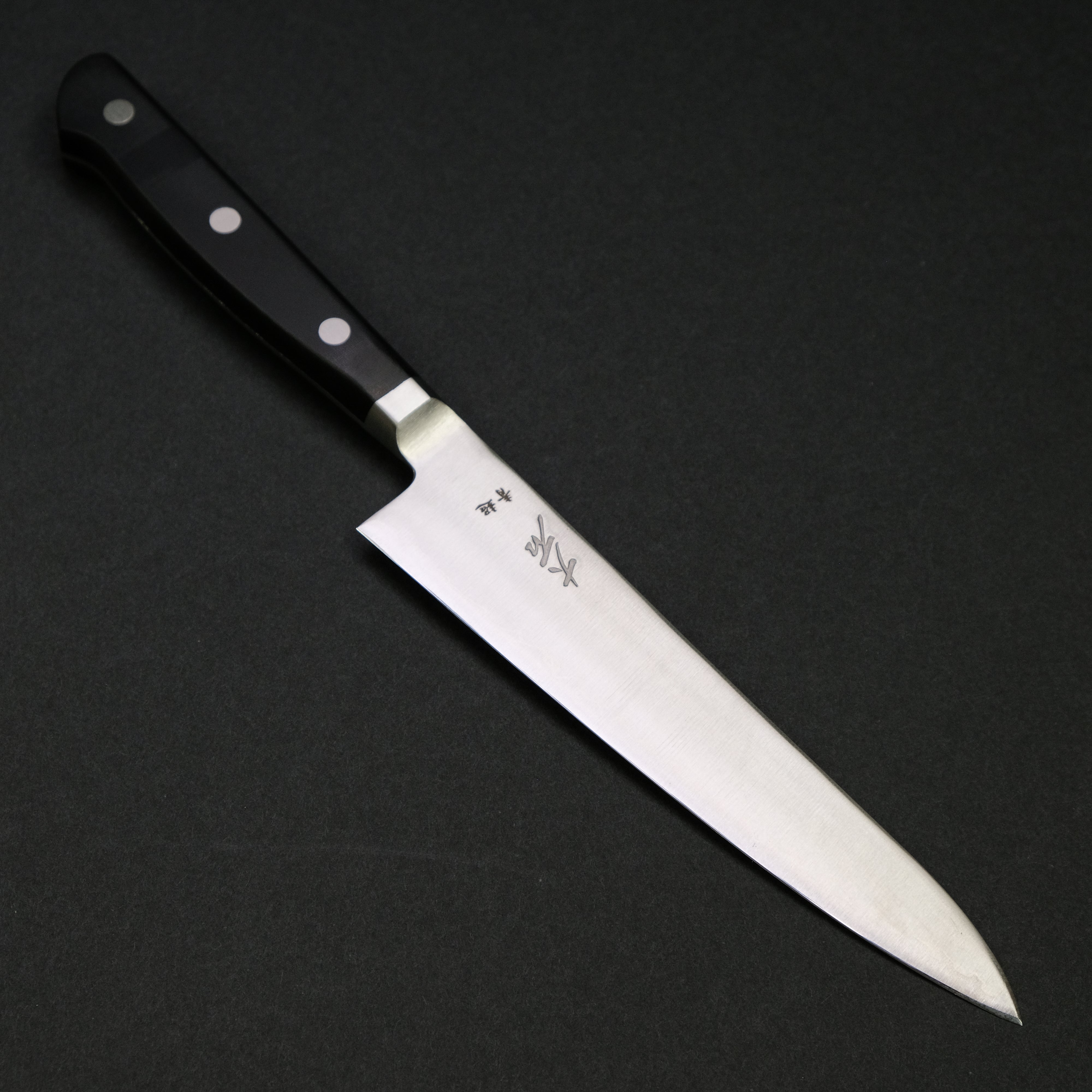 Ohishi Blue Super Petty Knife 150mm - Japanese Kitchen Utility Knife with Linen Micarta Handle - Perfect for Slicing, Peeling & Precision Cutting Fruits, Vegetables & Small Ingredients