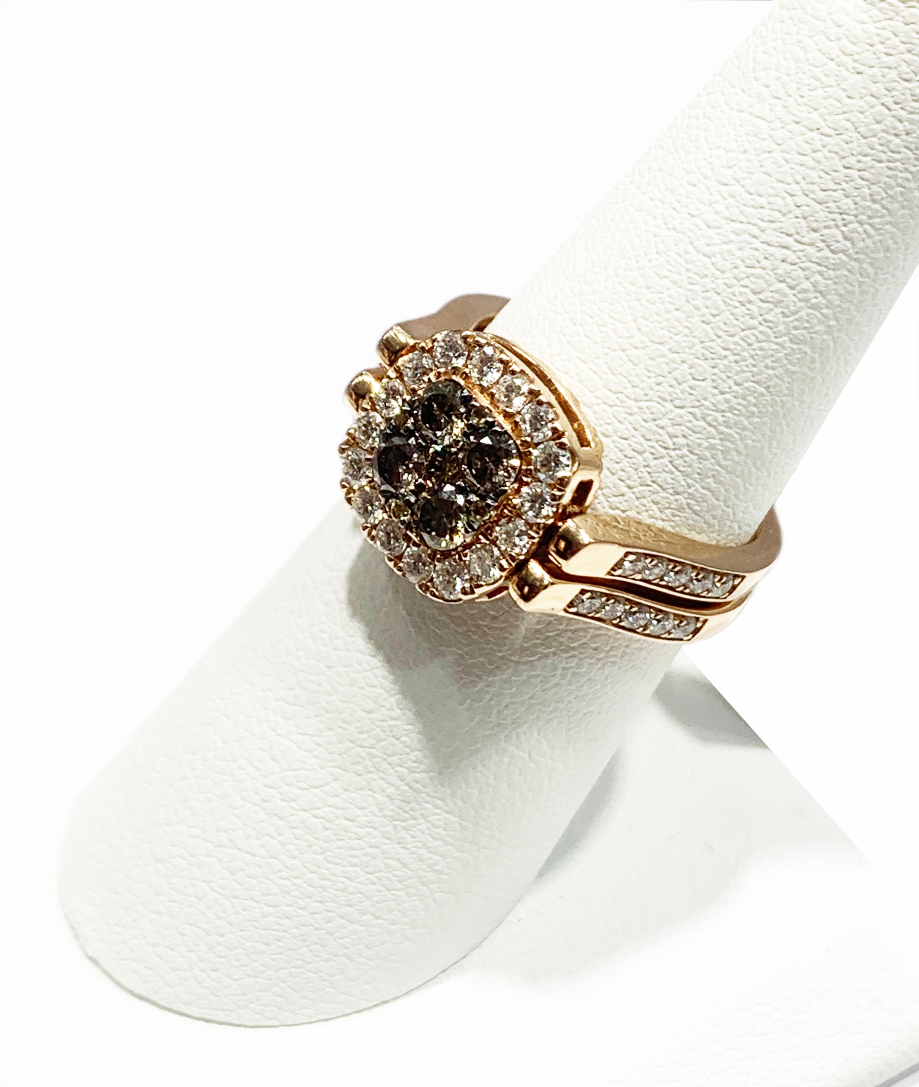 14K Rose Gold Brown & White Diamond Flip Ring - Lab Created Diamond Jewelry for Women - Perfect for Weddings, Anniversaries & Special Occasions