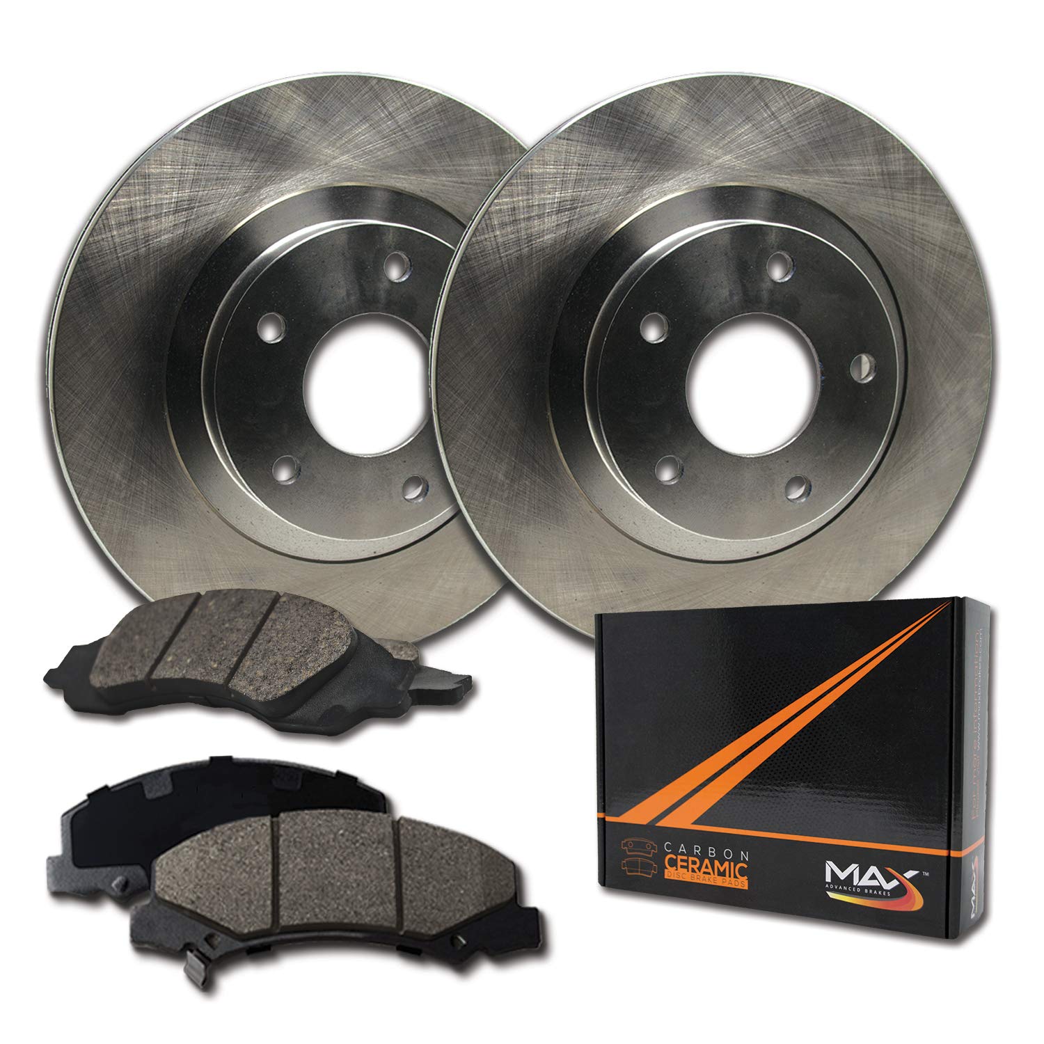 Max Brakes Premium OE Rotors with Carbon Ceramic Pads KT096841 - High Performance Brake Rotor Kit for Smooth & Quiet Stopping - Perfect for Daily Commuting, Highway Driving & Performance Vehicles