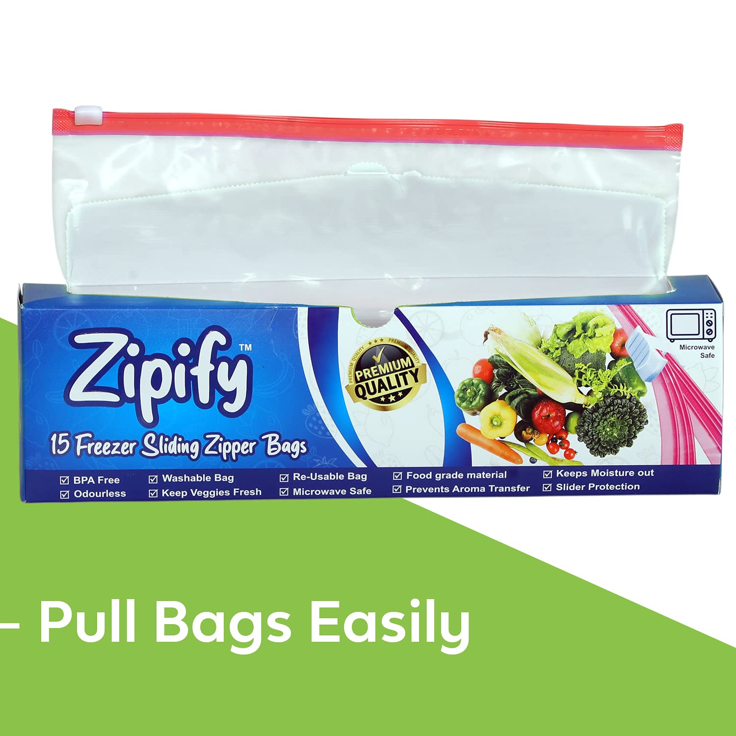 Zipify Slider Ziplock Bags - 10 Pack (2-3kg Capacity) | Reusable, Leak-Proof Food Storage Bags | Multi-Purpose for Fridge, Travel, Meal Prep & Organization | BPA-Free Reclosable Plastic Pouches