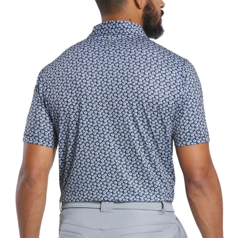FootJoy Men's Floral Sketch Print Lisle Golf Polo Shirt - Breathable & Moisture-Wicking for Comfortable Golfing & Casual Wear