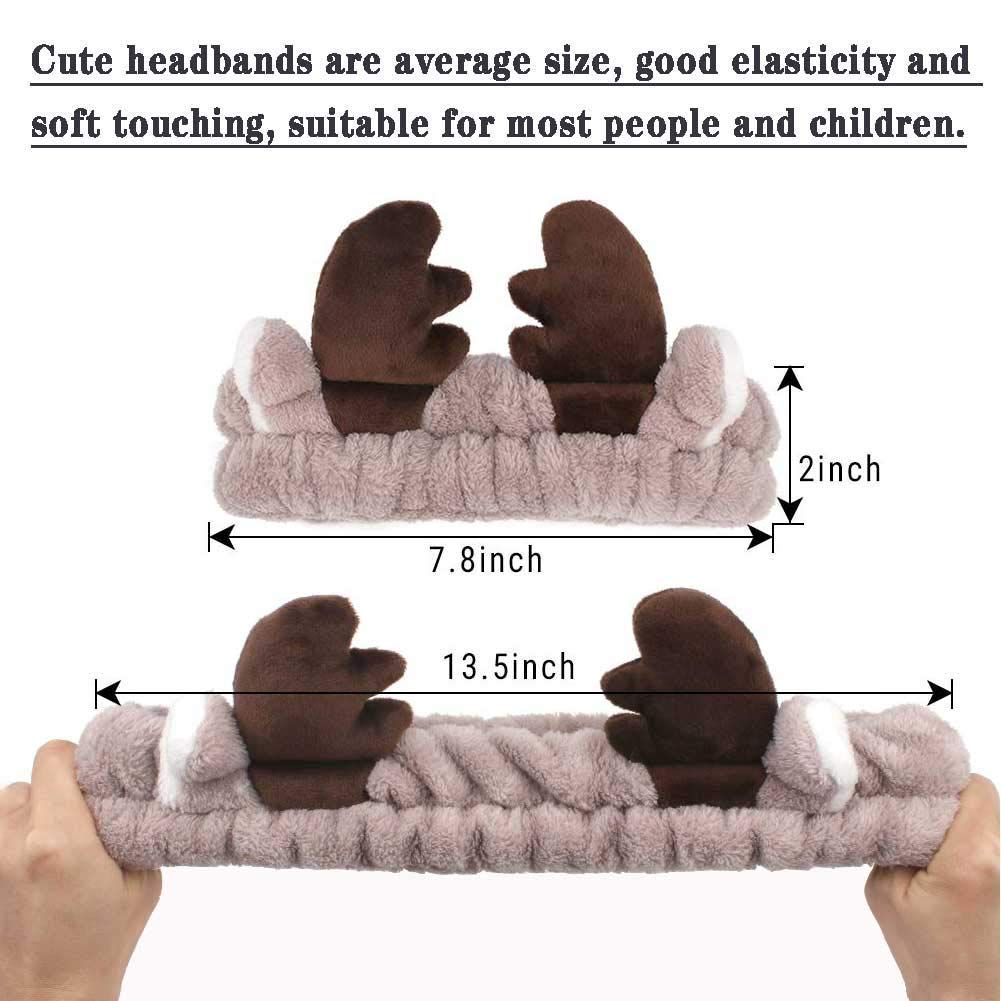 Women's Soft Plush Deer Headband - Cute Spa & Makeup Hair Accessory, Fashionable Cosplay Hairband in Gray | Perfect for Relaxation, Costume Parties & Everyday Wear