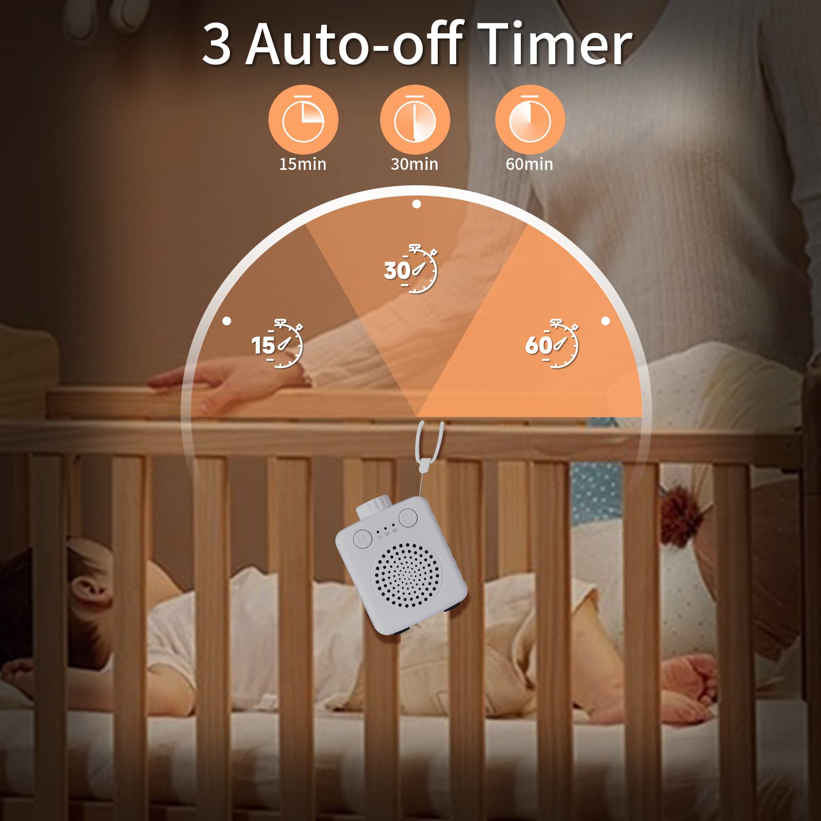 Fansbe Portable White Noise Machine for Sleep - 20 Soothing Sounds, Adjustable Volume, Compact Travel Size for Baby & Adults - Perfect for Home, Office, Travel & Nursery (White)