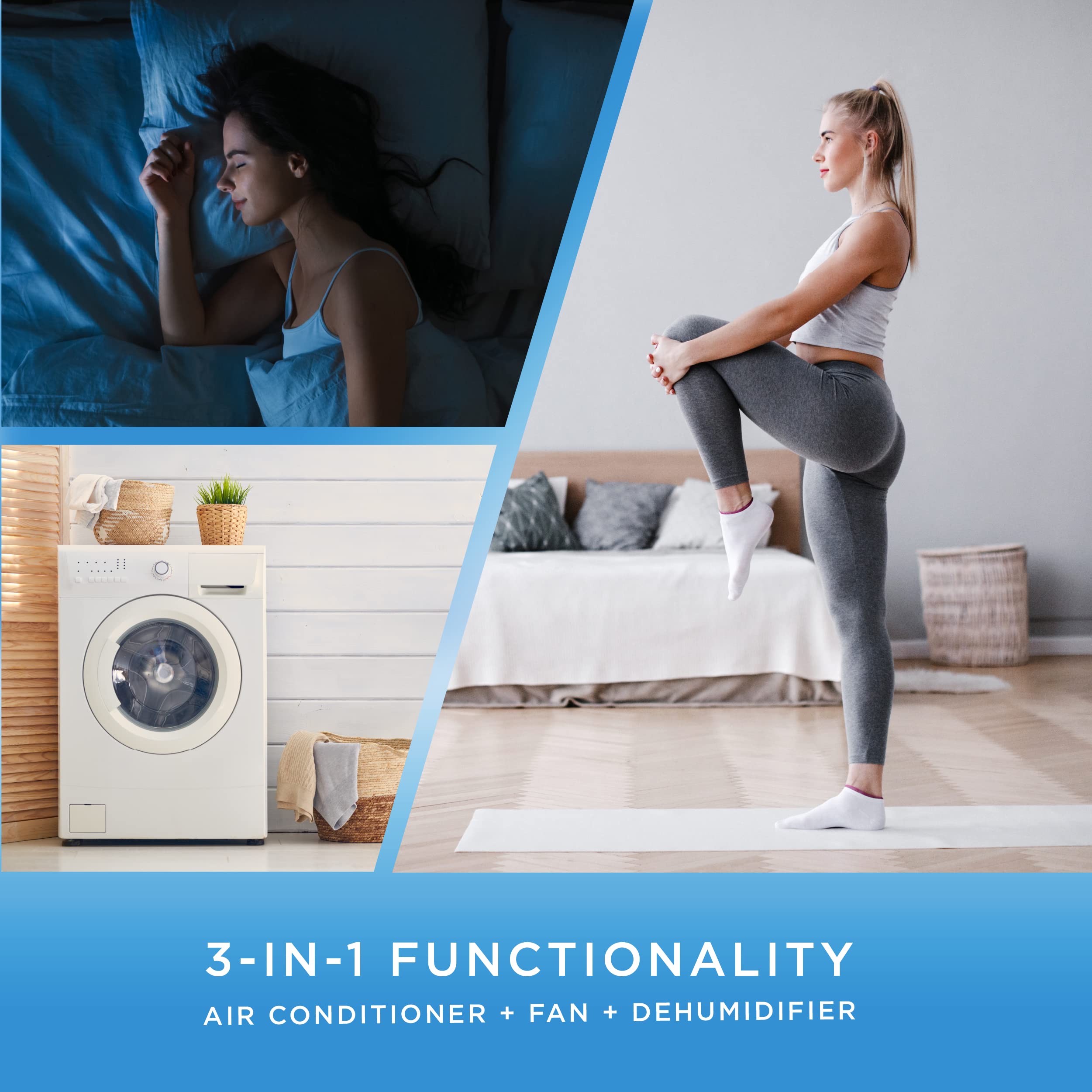 COMMERCIAL COOL 9,000 BTU Portable Air Conditioner with Dehumidifier & Fan - Cools Up to 400 Sq. Ft, Wi-Fi Enabled, Pink - Perfect for Bedrooms, Offices & Small Apartments