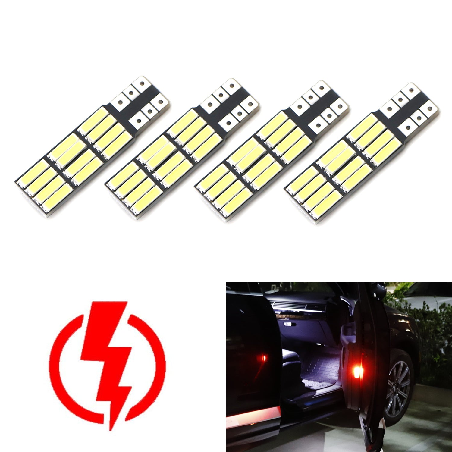4 CAN Bus Side Shine Strobe Flashing W5W Bulbs for Audi A4 A5 A6 A7 Q3 Q5 Q7 Q8 - Amber White LED Turn Signal Lights for Enhanced Visibility & Safety at Night Driving