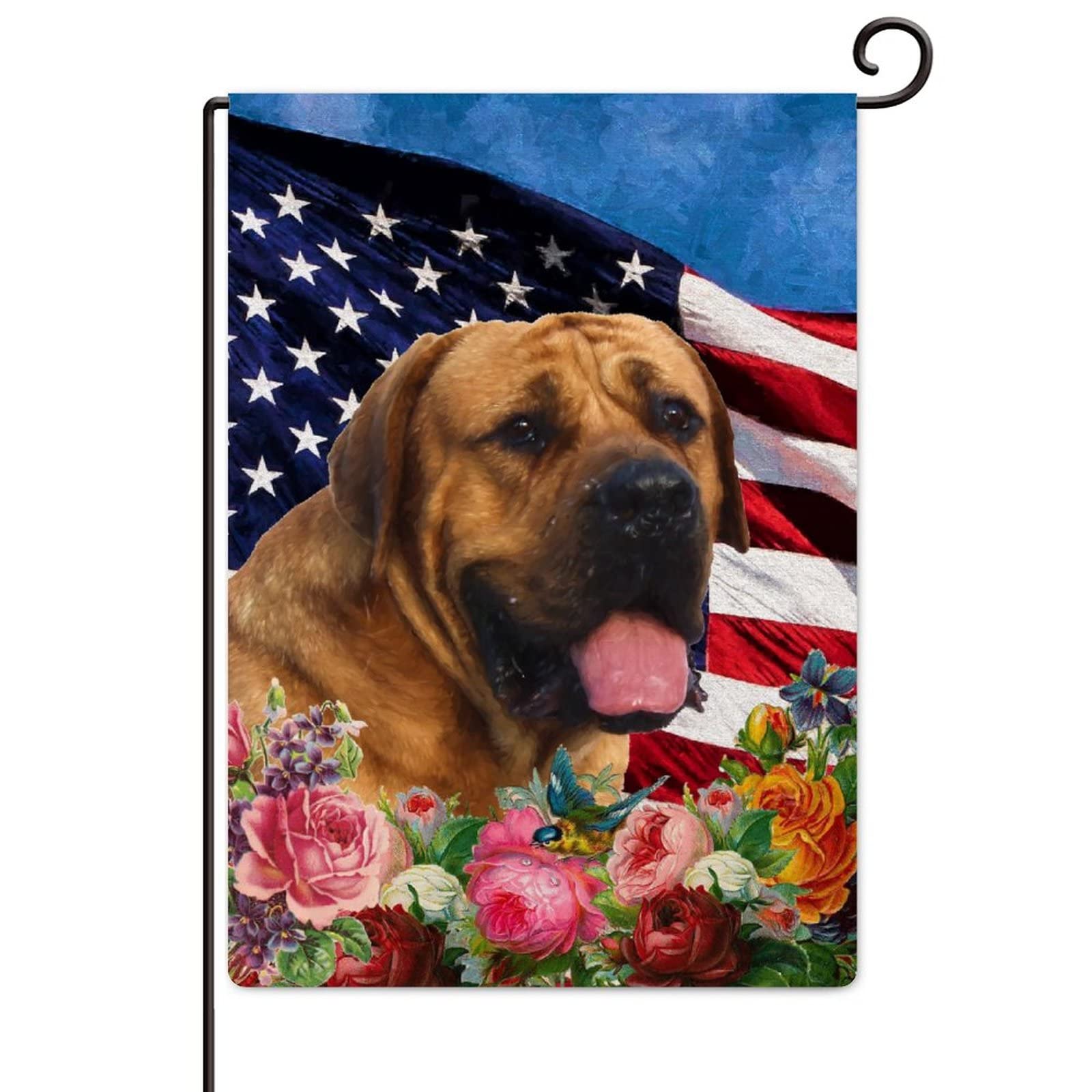 Vintage American Flag Garden Banner - Patriotic Double-Sided Dog Decor for Outdoor, Farmhouse & Yard - 12x18 Inch USA Flag Rottweiler Decoration - Perfect for Front Porch, Lawn Display & 4th of July Celebrations