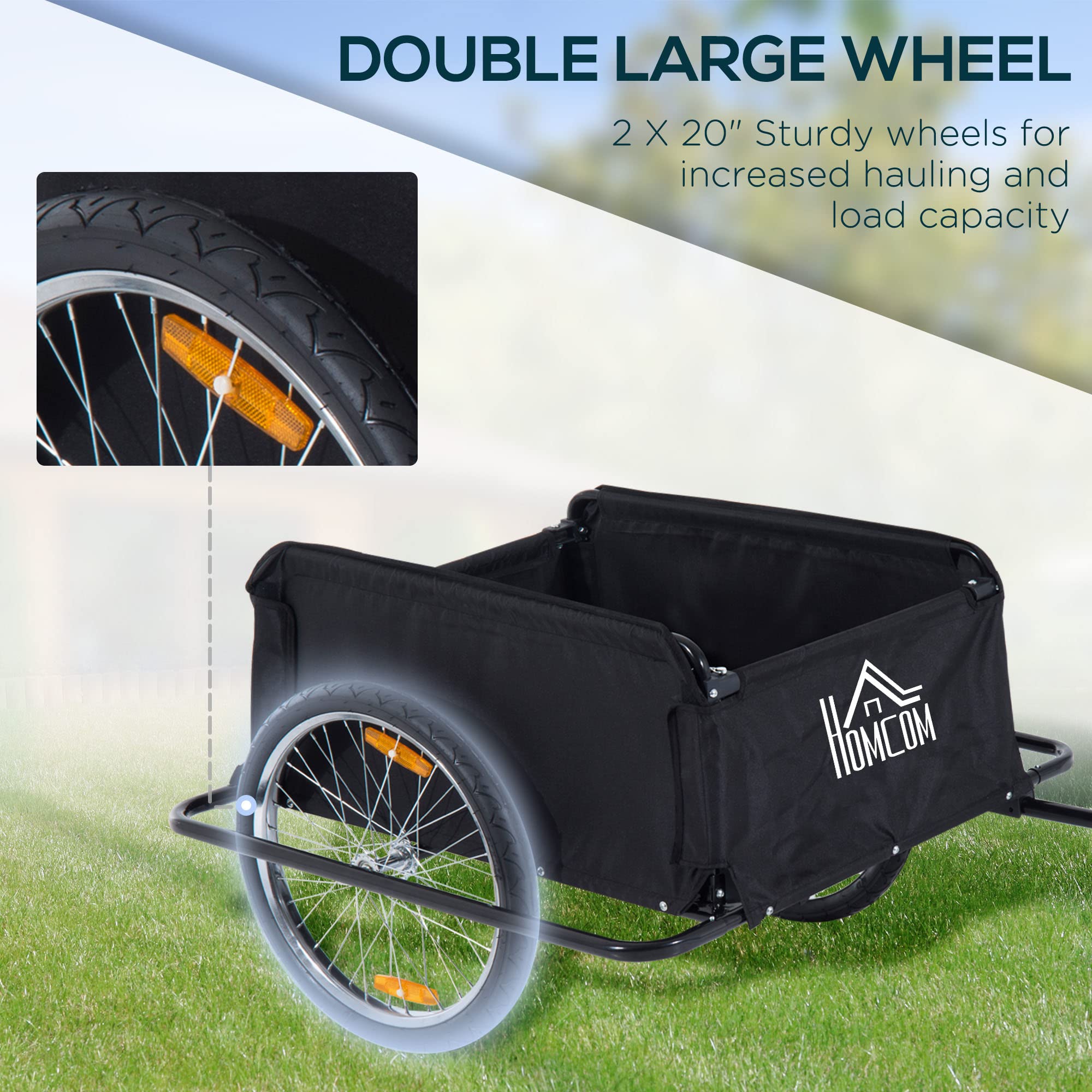 Aosom 2-Wheel Bicycle Cargo Trailer with Removable Cover - Heavy Duty Bike Luggage Wagon for Camping, Groceries & Outdoor Adventures