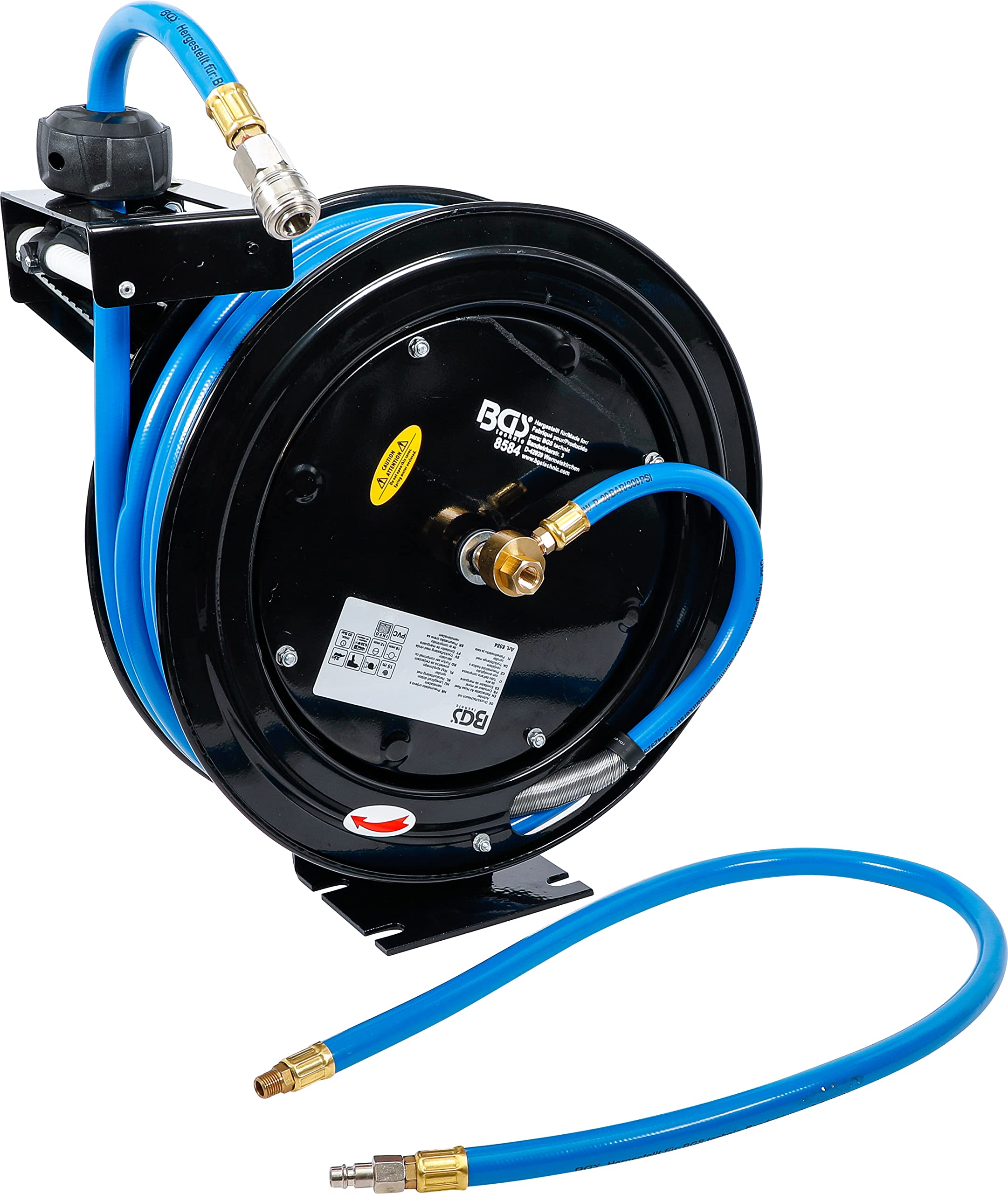 BGS 15m Retractable Compressed Air Hose - Heavy Duty for Air Tools, Inflators & Pneumatic Equipment - Ideal for Garages, Workshops & DIY Projects