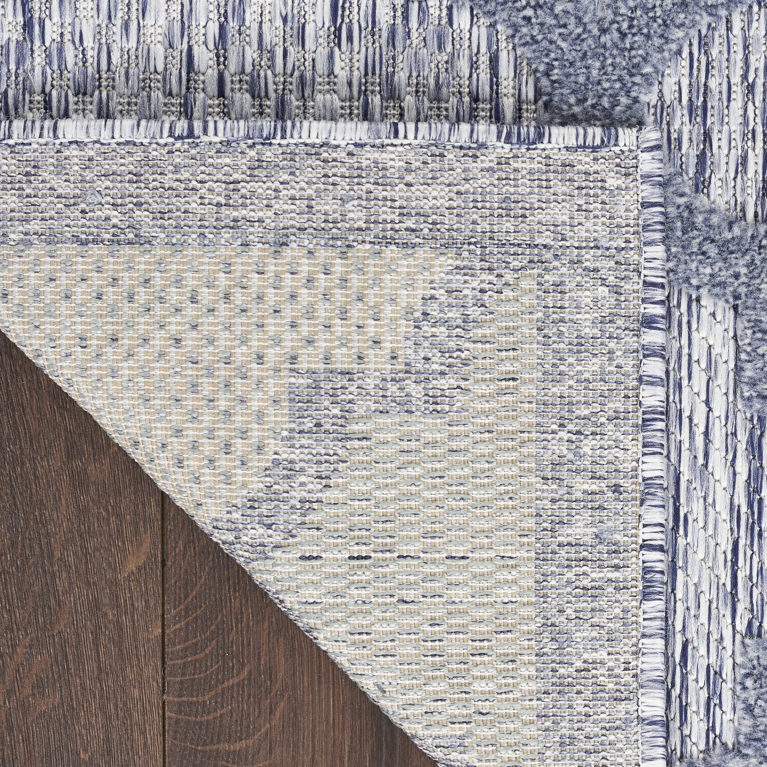 Nourison Easy Care Moroccan Denim Blue 7' x 10' Area Rug - Trellis Pattern, Stain Resistant & Non-Shedding for Easy Cleaning | Perfect for Bedroom, Living Room, Dining Room, Backyard, Deck & Patio Decor (7x10)