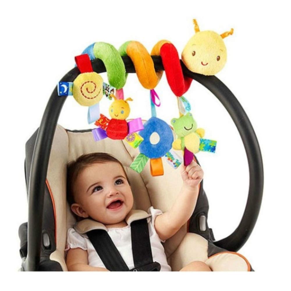 **Fairysu Baby Car Seat Toys - Colorful Spiral Plush Hanging Activity Toys with Music Box, Squeaker & Rattles for Stroller, Crib & Bassinet | Perfect for Travel & Sensory Play**