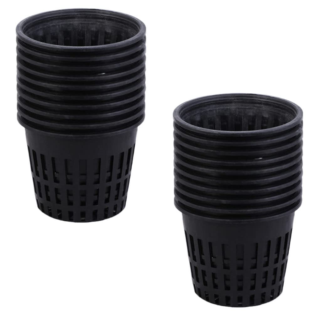 Veemoon 40Pcs Hydroponic Net Pots - Plastic Garden Slotted Mesh Cups with Wide Lip Basket for Hydroponic Growing Systems - Perfect for Indoor Herb Gardens, Hydroponic Lettuce, and Strawberry Planters
