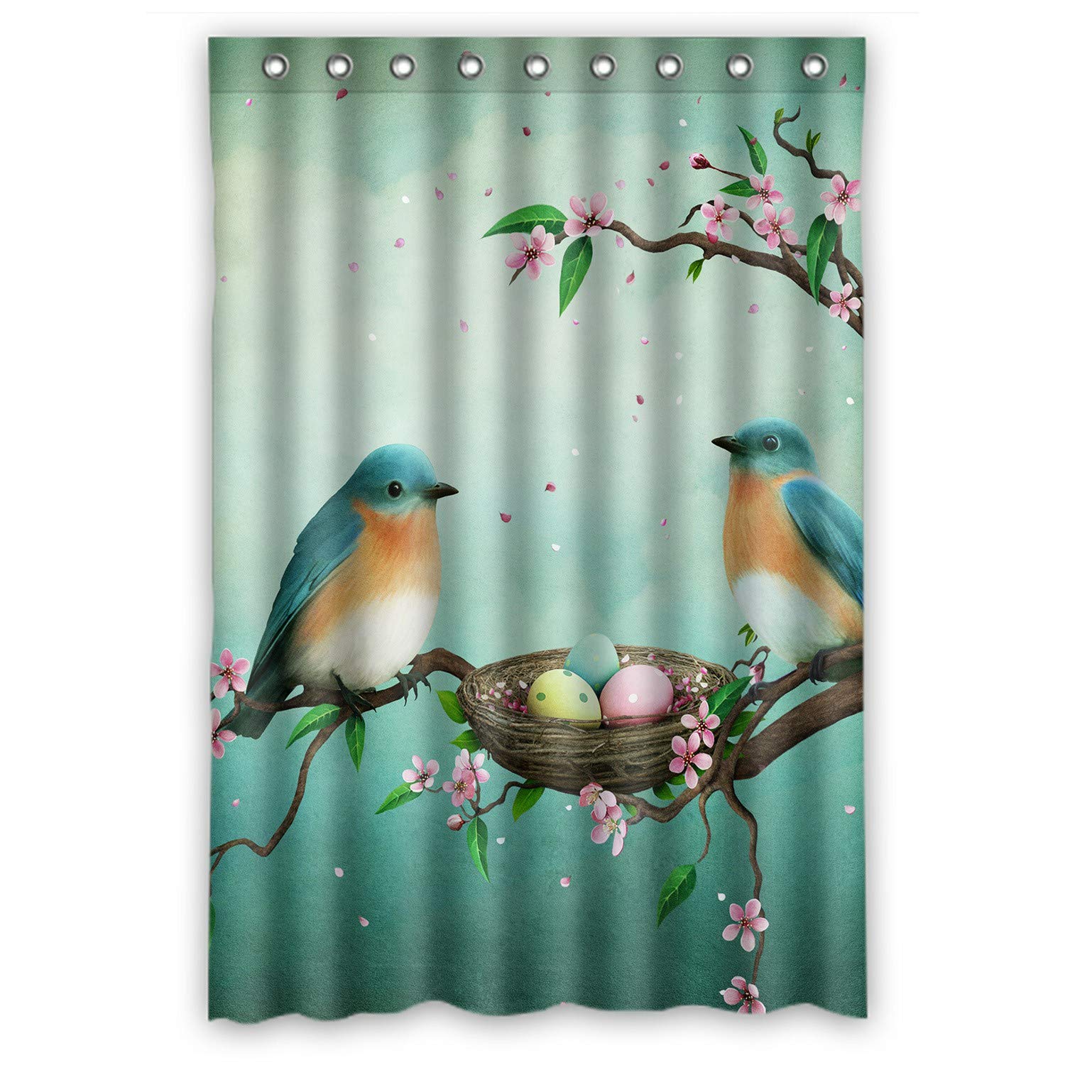 Easter Blue Birds Eggs Nest Shower Curtain Set with Hooks - 48x72 Inch Waterproof Bathroom Decor for Spring Home Decoration | Perfect for Easter, Bird-Themed Bathrooms & Seasonal Home Styling