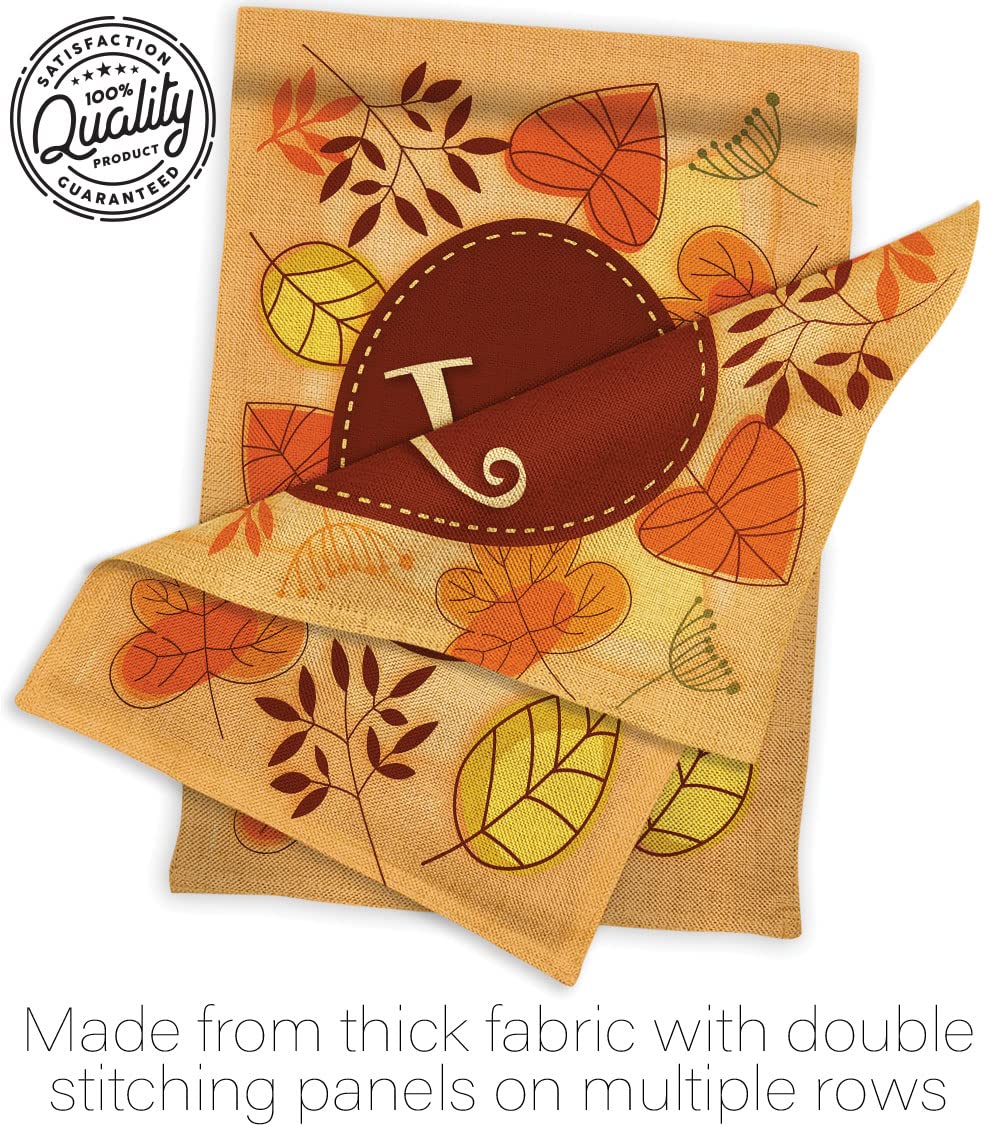 Breeze Decor Autumn W Initial Garden House Flag Set - Double-Sided Monogram Fall Harvest Decor with Scarecrow, Pumpkins & Sunflowers - Seasonal Yard Banner for Thanksgiving, Halloween & Autumn Gatherings - Made in USA