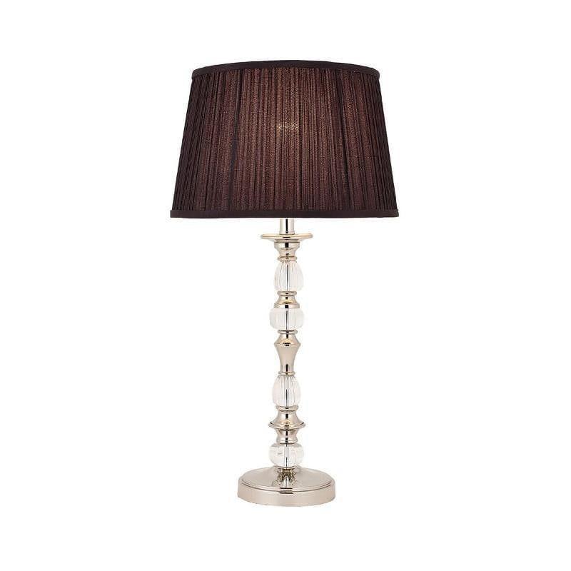 Polina Medium Polished Nickel Table Lamp with Black Shade - Modern Bedside & Living Room Lighting for Home Decor
