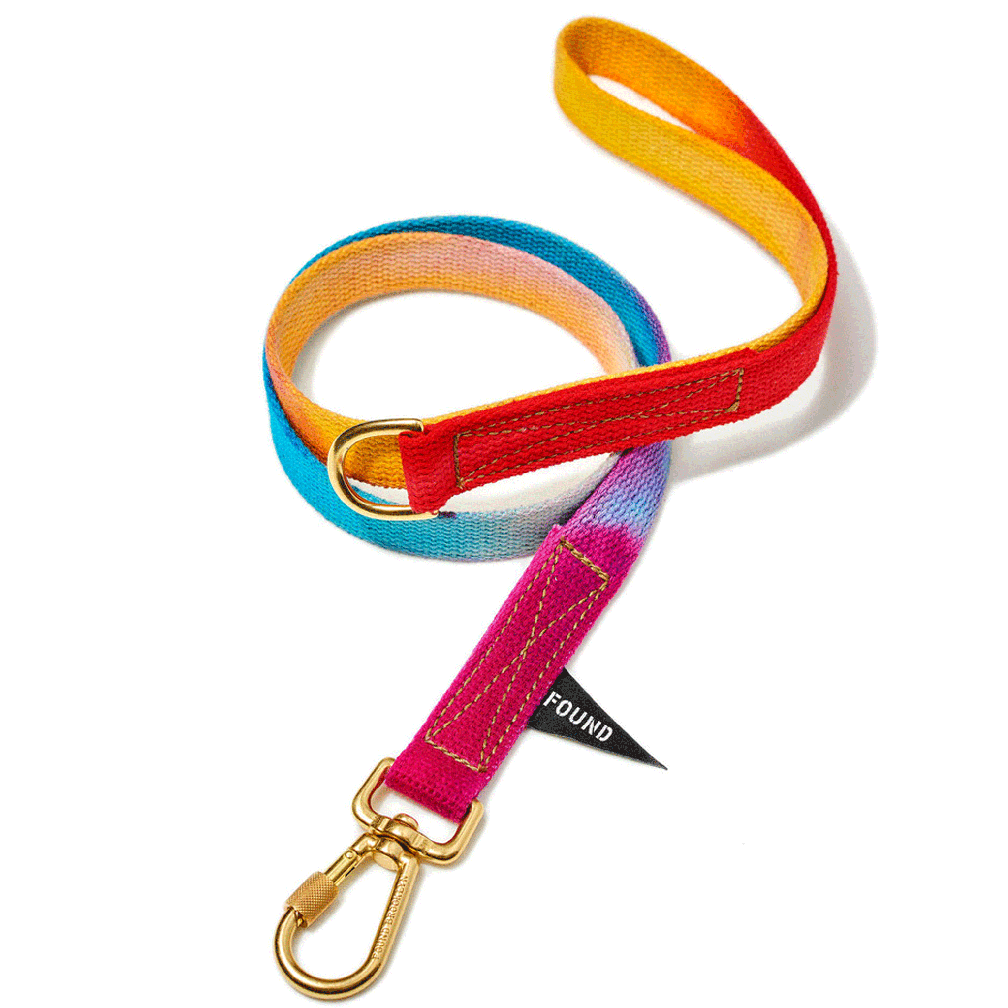 Found My Animal Rainbow Hand Dyed Flat Dog Leash - Colorful Durable Walking Lead for Small Medium Large Dogs - Perfect for Daily Walks, Hiking & Outdoor Adventures