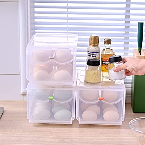 Bilvana Double Layer Egg Storage Container - Automatic Rolling Egg Holder for Refrigerator, Fridge Drawer Organizer - White Transparent (Pack of 1) | Perfect for Kitchen Organization & Fresh Egg Storage