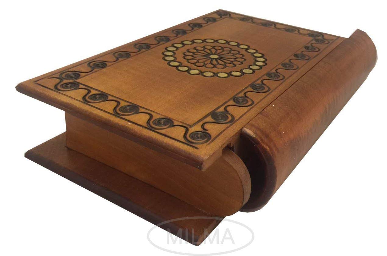 Handmade Polish Wooden Puzzle Box - Book Style Secret Trick Jewelry Box for Rings, Necklaces & Gifts | Unique Home Decor & Magic Trick Accessory
