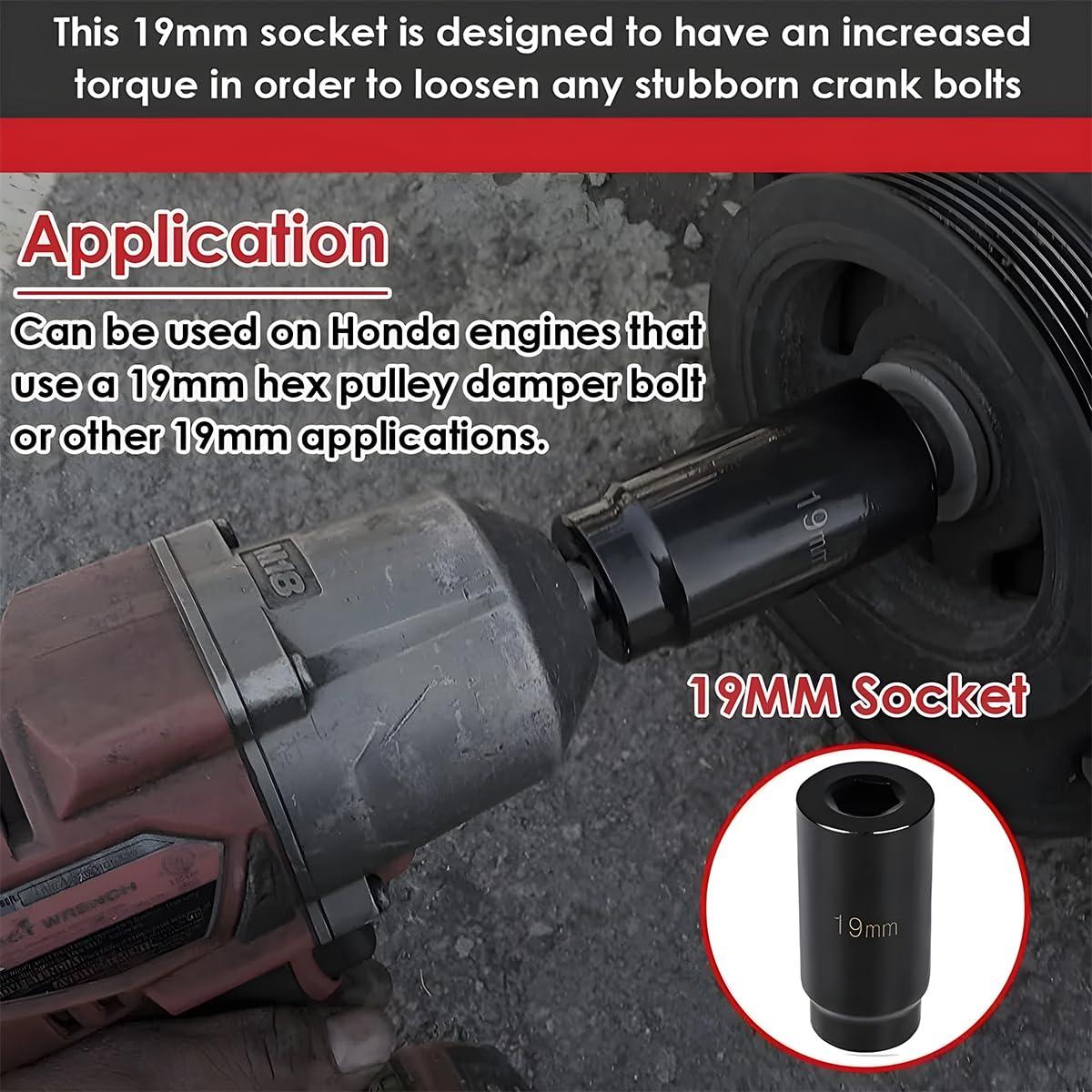 19mm Harmonic Balancer Socket & 50mm Crankshaft Pulley Wrench Tool Kit - Professional Car Crankshaft Pulley Removal Tool for A-cura Engines | Automotive Repair Accessories | Perfect for DIY Mechanics & Professional Garage Use