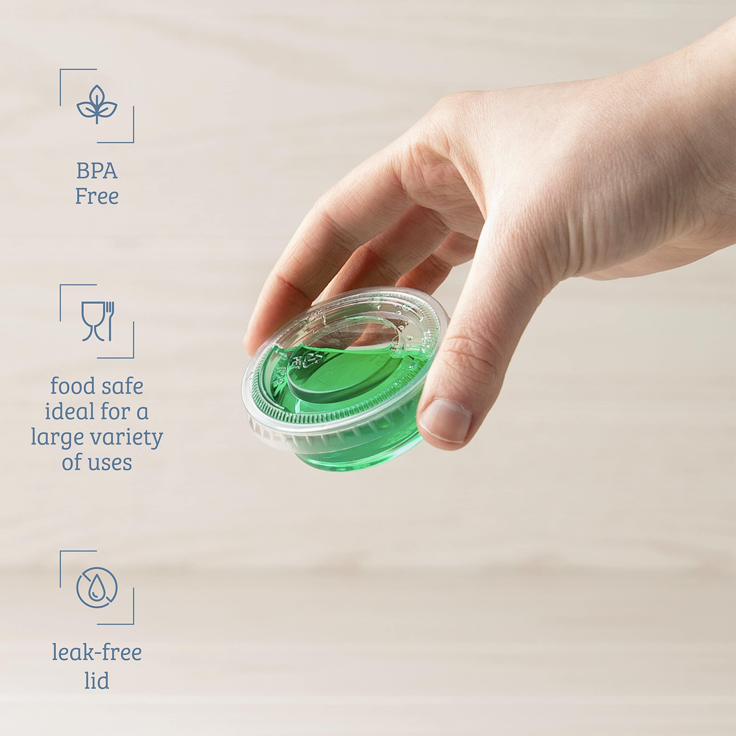 50-Pack 1.5 oz Plastic Jello Shot Cups with Lids - Small Condiment Containers for Sauces, Dressings & Portion Control | Perfect for Parties, Catering & Food Storage