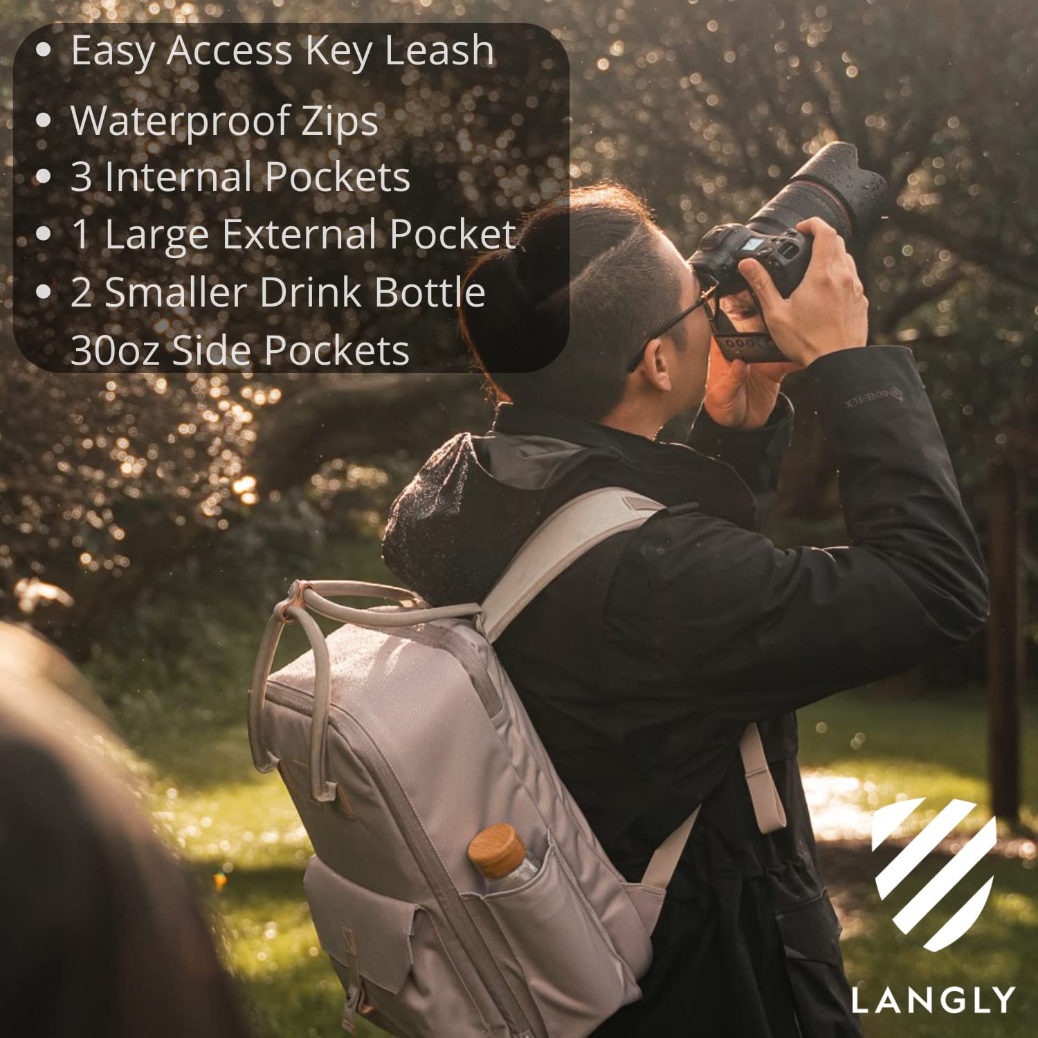 **Sierra Camera Backpack - Waterproof 24L DSLR Backpack for Travel, Fits 18in Laptop & Camera Gear - Durable & Lightweight Photography Bag for Hiking, Commuting & Outdoor Adventures (Ash)**