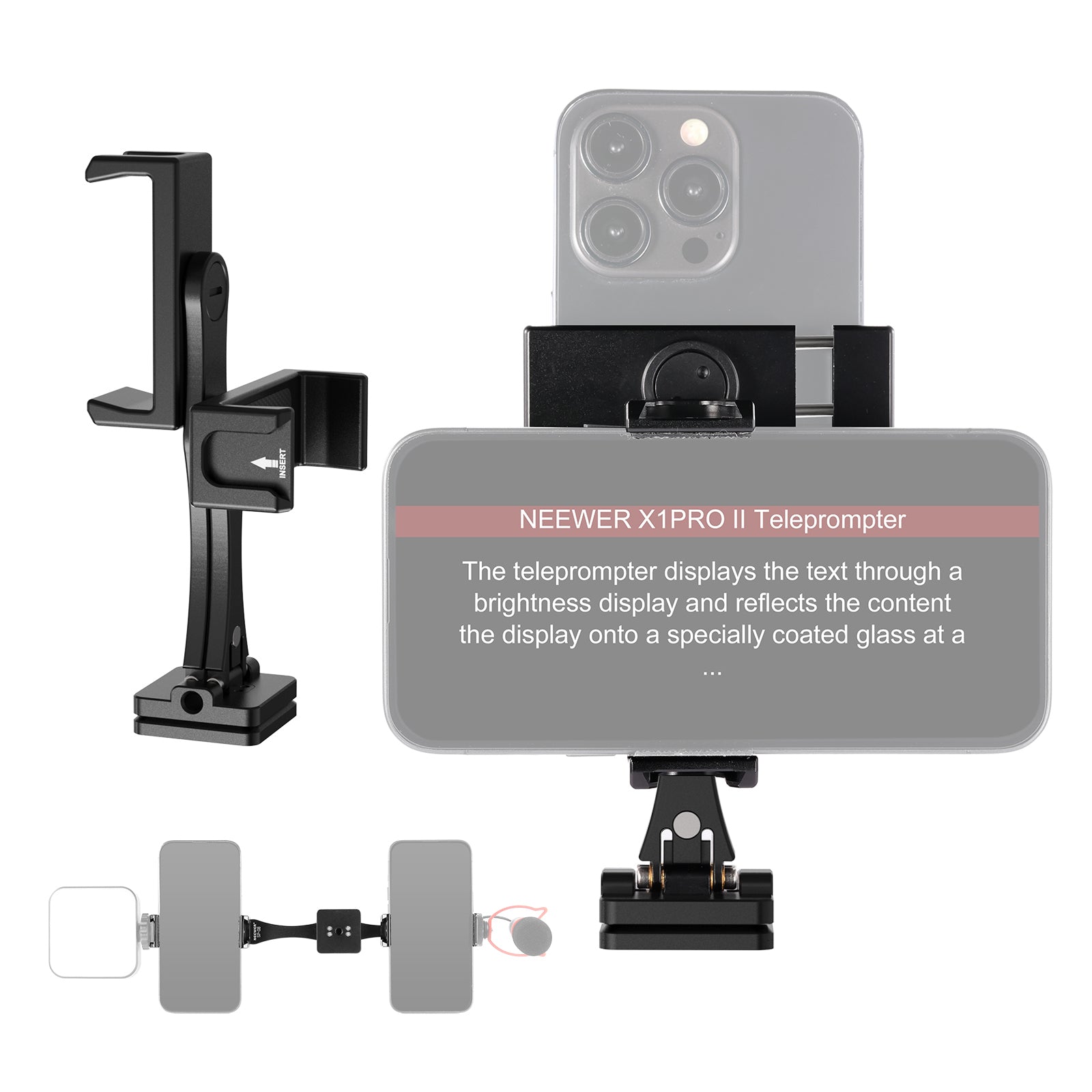 NEEWER SP 08 Metal Phone Tripod Mount Adapter - Universal Smartphone Holder for DSLR Camera Tripods - Perfect for Vlogging, Photography & Video Shooting