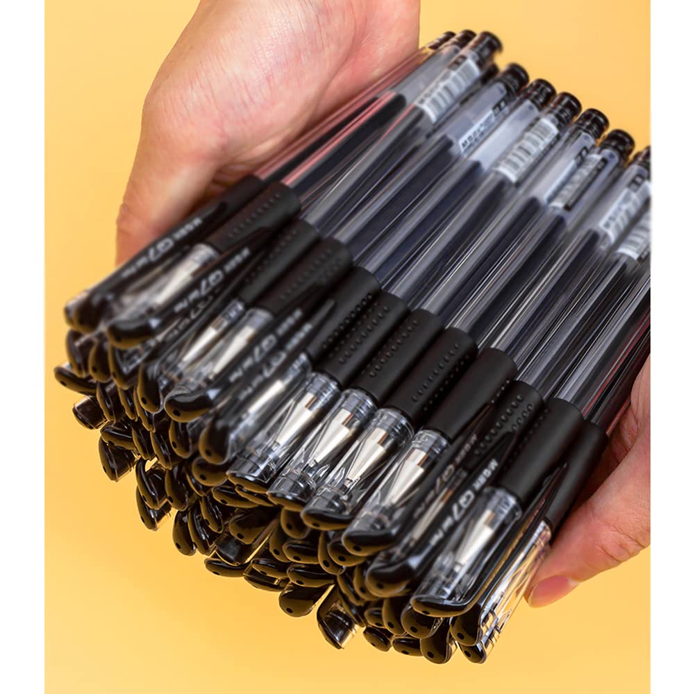 Premium 0.5mm Black Gel Pens for Students & Office - Quick-Drying Water-Based Ink Refillable Bullet Pens - Perfect for Note Taking, Journaling, Signatures & School Supplies (Pack of 12)