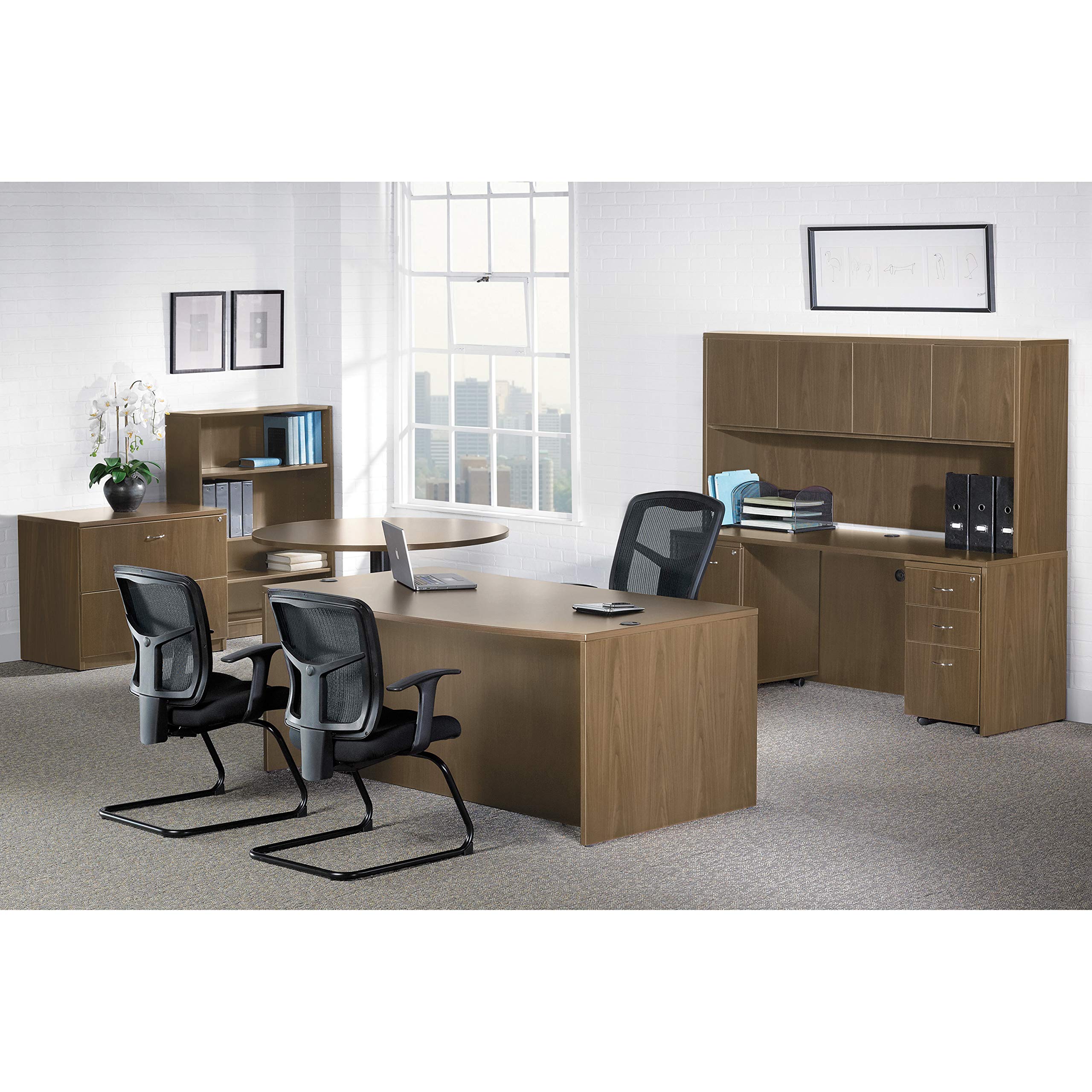 Lorell Essentials Series Walnut Laminate Lateral File Cabinet - Stylish Office Storage Solution for Documents & Files