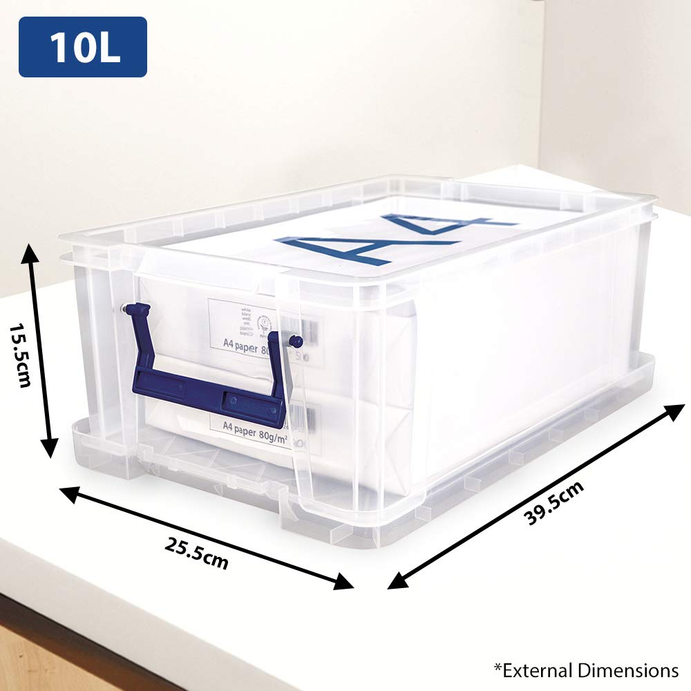 Bankers Box ProStore 10L Plastic Storage Container with Lid - 15.5 x 39.5 x 25.5 cm - Durable Stackable Organizer for Office Files, Home Organization & Document Storage