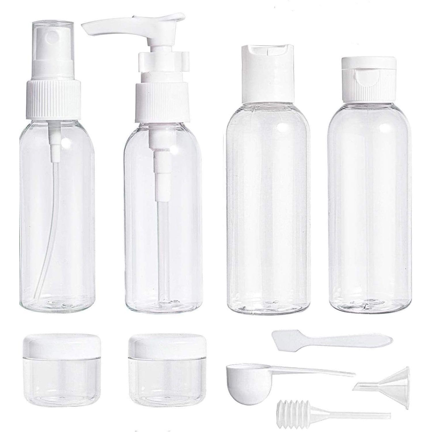ShaniTech 10-Pack Leak Proof Refillable Travel Bottles for Liquids - TSA Approved 3.4oz (100ml) Airplane Toiletries Containers | Perfect for Shampoo, Lotion, Cosmetics & Skincare Products | Ideal for Travel, Gym, Camping & Daily Use