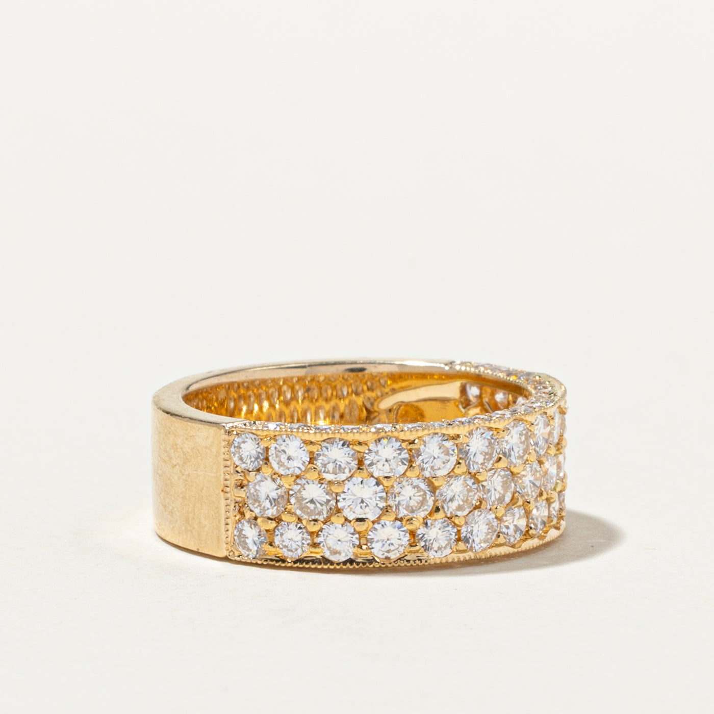 Semi Eternity Pavé Diamond Wedding Band Ring - 1.55 Carat Total Weight (CTW) - Size 6 - Perfect for Bridal Jewelry, Anniversary Gifts & Special Occasions