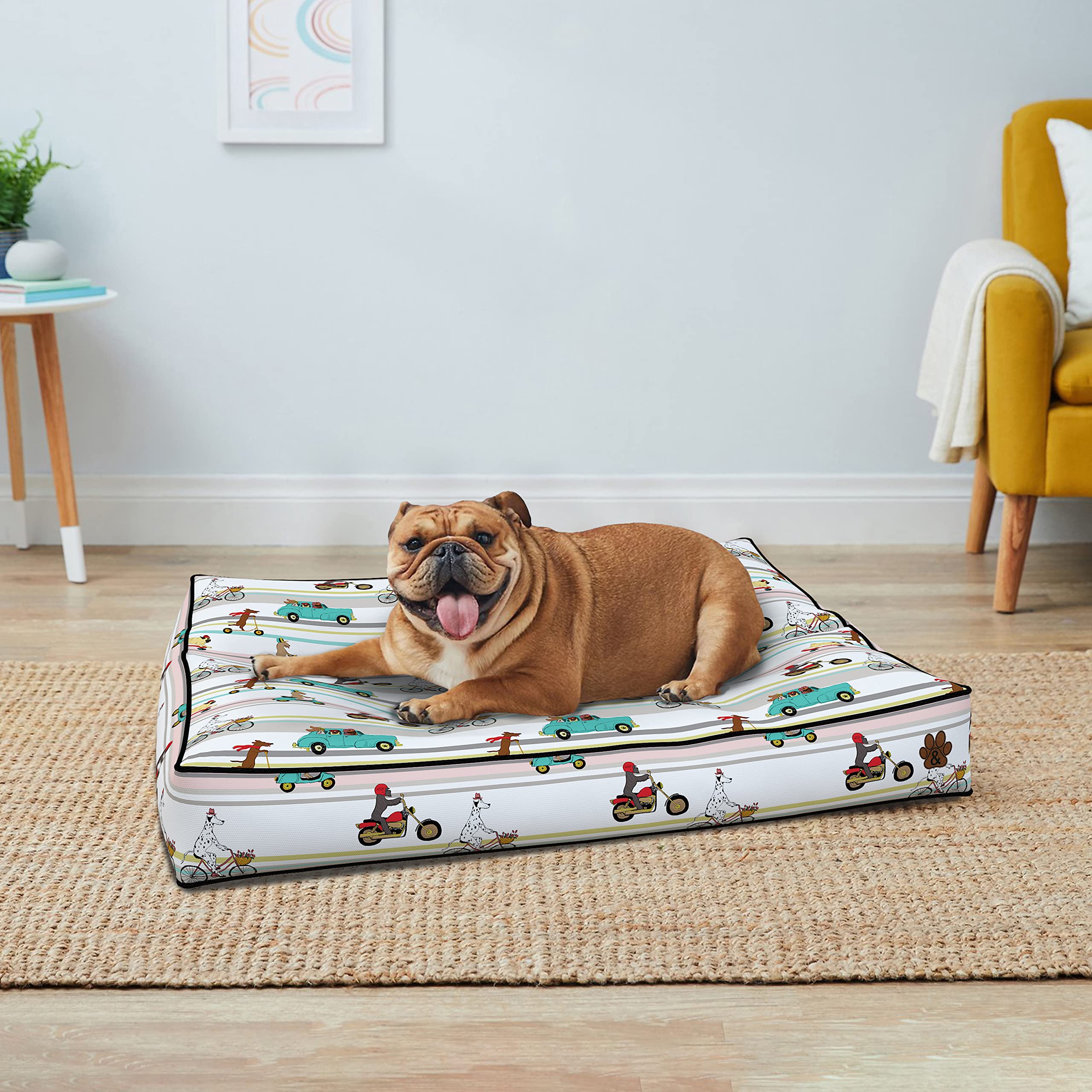 Premium Orthopedic Dog Bed for Large, Medium & Small Dogs - Soft Plush Pet Mattress with Removable Washable Cover, Waterproof & Non-Slip Bottom - Ideal for Crates, Floors & Home Use (Pattern 04, Small)