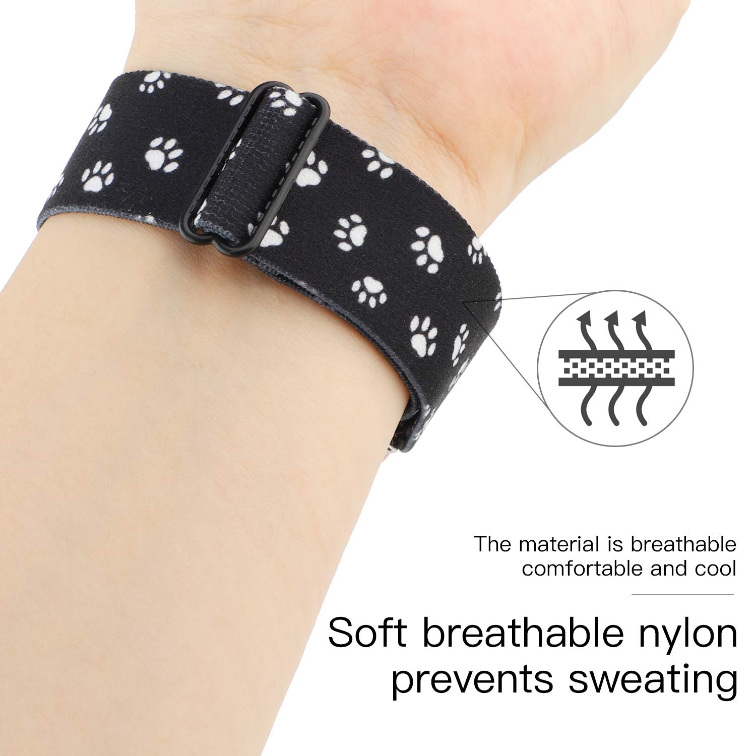 Adjustable Nylon Elastic Watch Band for Apple Watch 38mm 40mm 41mm - Stretchy Loop Replacement Strap Compatible with iWatch Series 9/8/7/6/5/4/3/2/1 - Perfect for Women's Fitness, Workouts & Everyday Wear